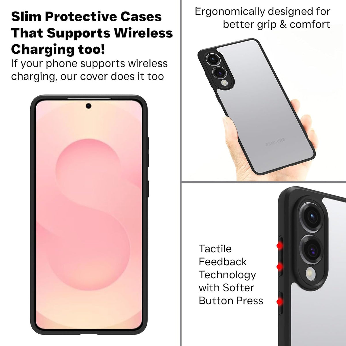Samsung Galaxy S25 Edge Back Cover Case | Sleek Hybrid - Clear Black
