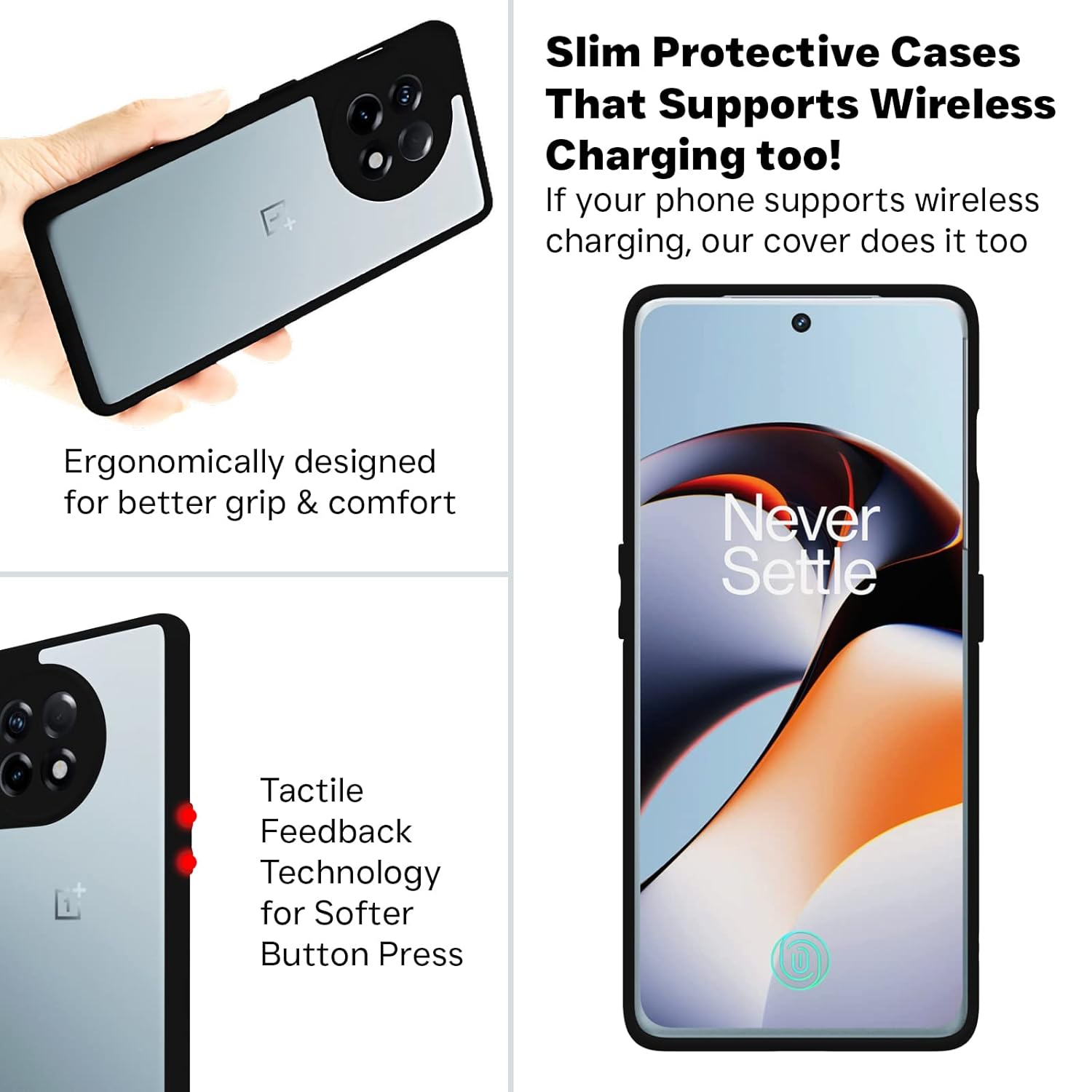 OnePlus 11 Back Cover Case | Sleek Hybrid - Clear Black