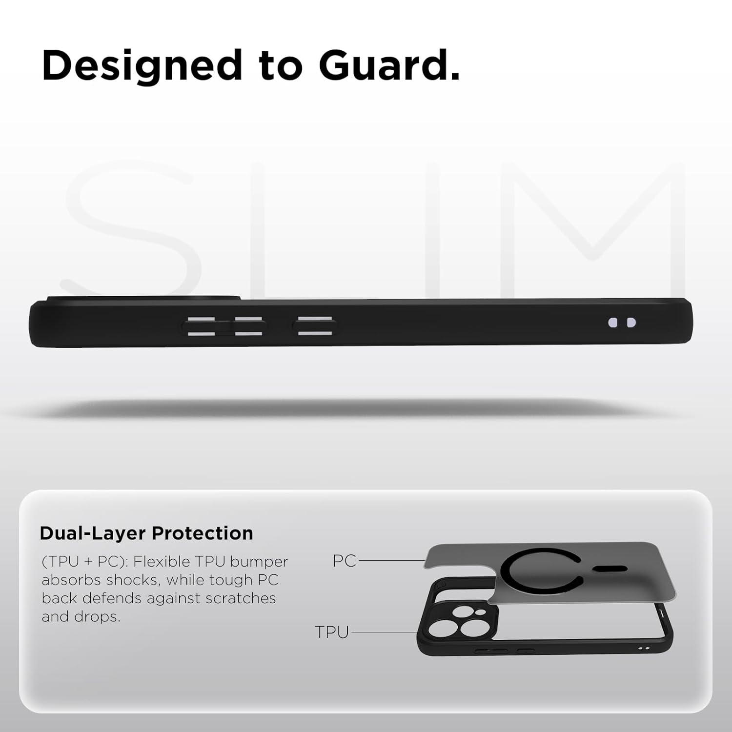 OPPO Reno15 5G Back Cover Case | Sleek Hybrid - Matte Black Magnetic