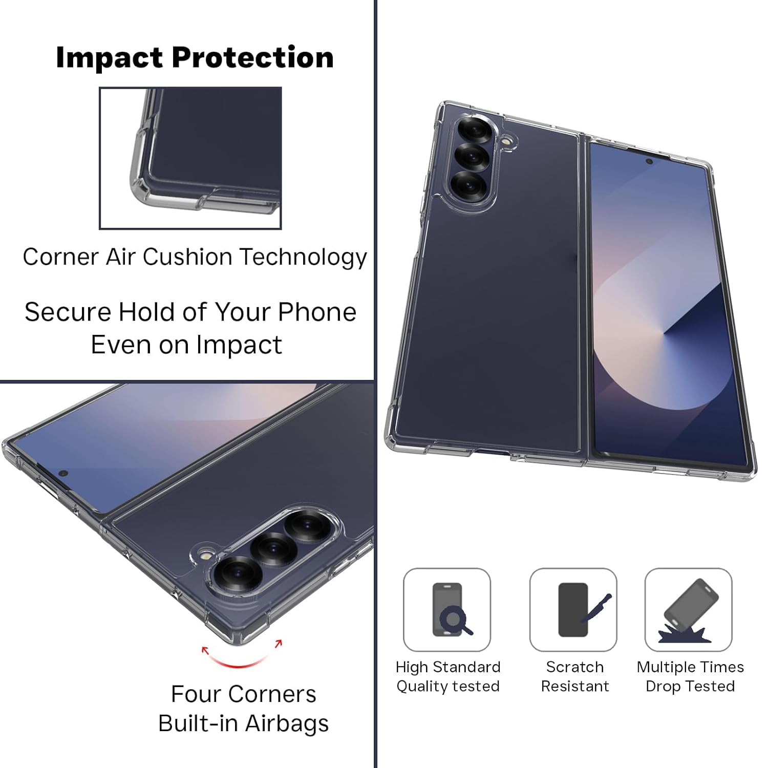 Samsung Galaxy Z Fold 6 Back Cover Case | Clear Hybrid - Transparent