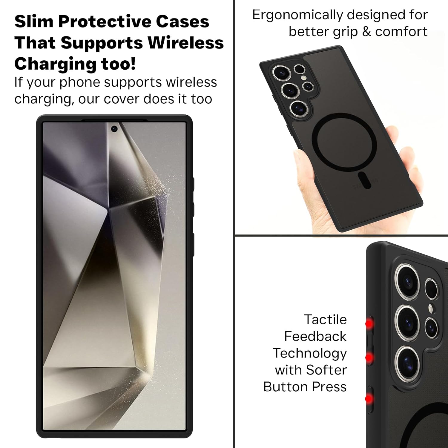 Samsung Galaxy S24 Ultra Back Cover Case | Sleek Hybrid - Matte Black Magnetic
