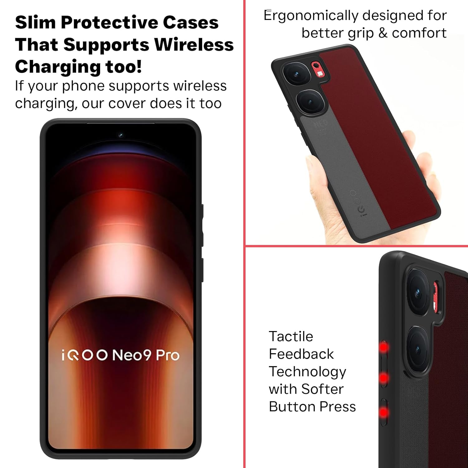 iQOO Neo 9 Pro 5G Back Cover Case | Sleek Hybrid - Matte Black