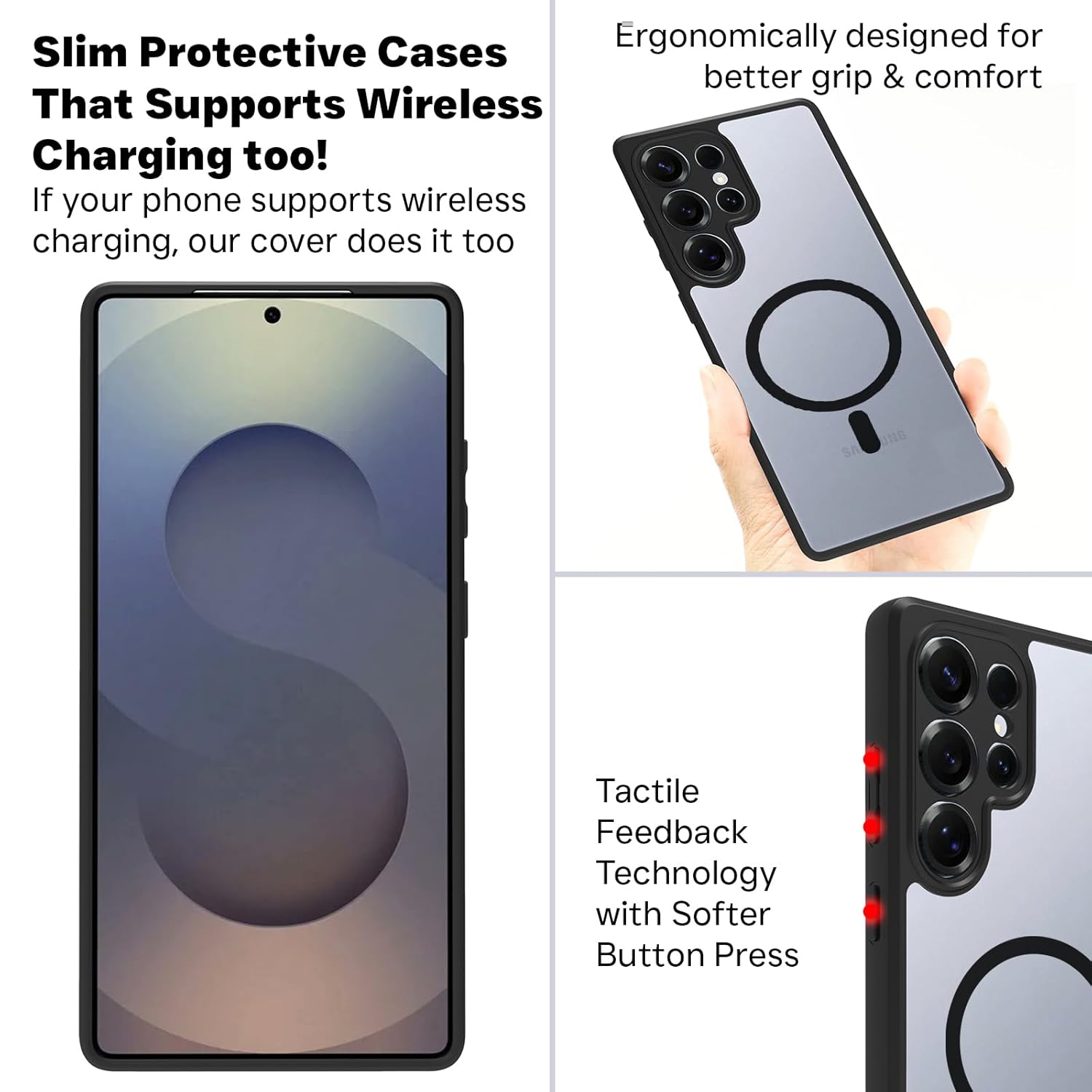 Samsung Galaxy S25 Ultra Back Cover Case | Clear Hybrid - Clear Black Magnetic