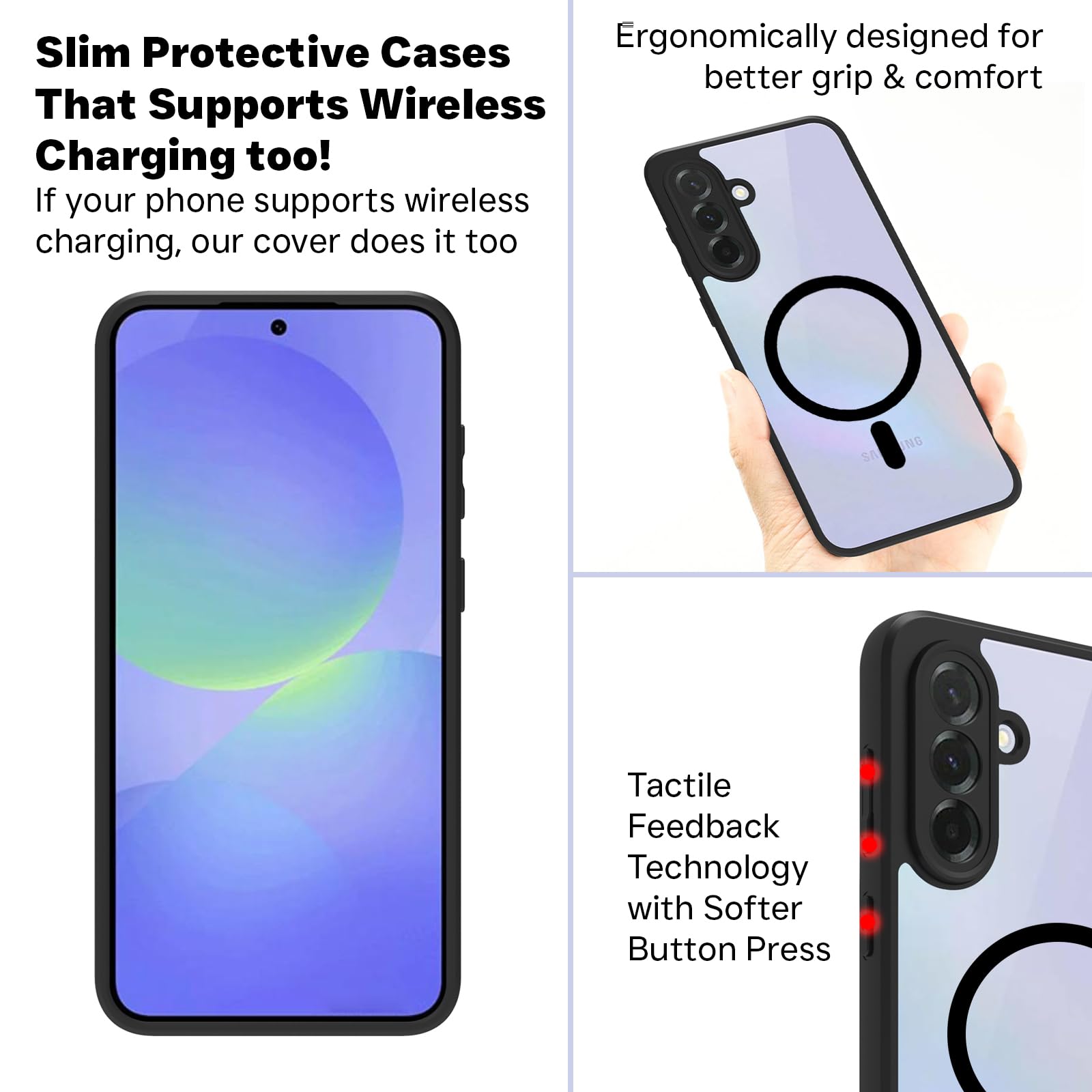 Samsung Galaxy A36 Back Cover Case | Sleek Hybrid - Clear Black Magnetic