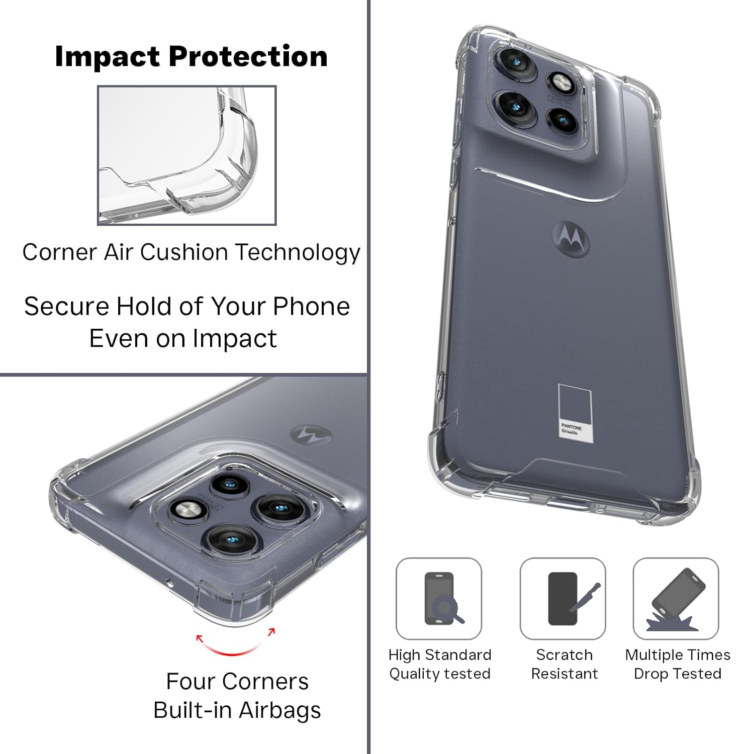 Motorola Edge 50 Neo 5G Back Cover Case | Clear Hybrid - Clear Transparent
