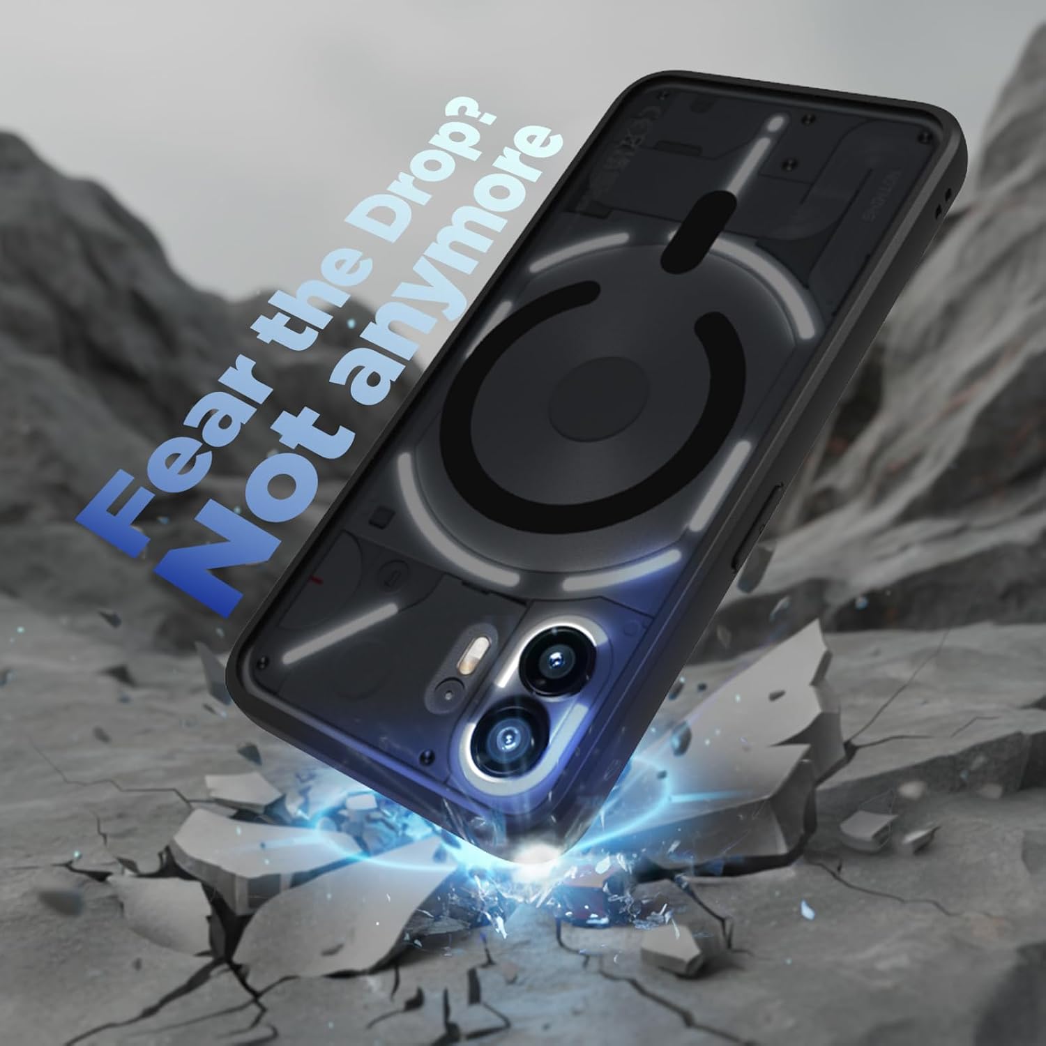 Nothing Phone 2 Back Cover Case | Sleek Hybrid - Matte Black Magnetic