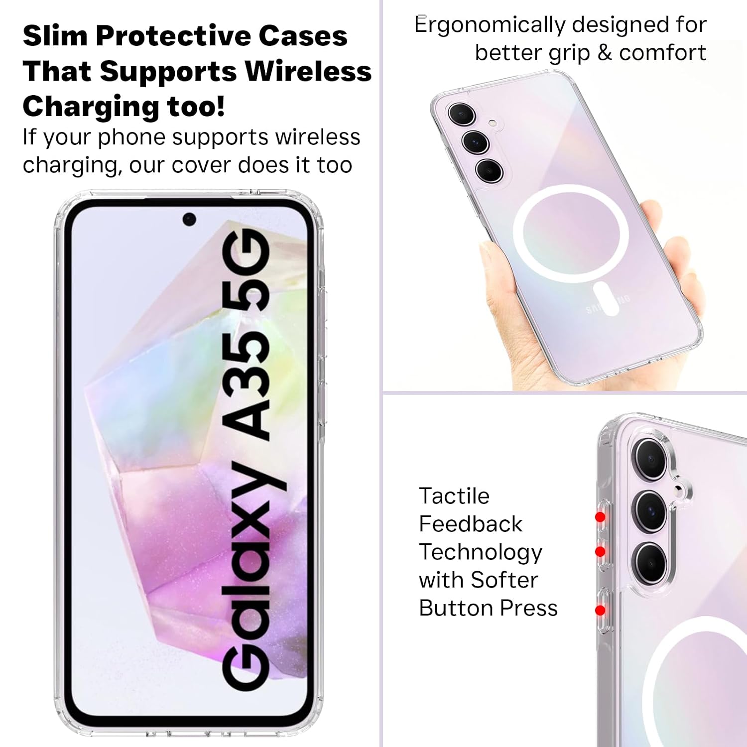 Samsung Galaxy A35 Back Cover Case | Clear Hybrid - Clear Magnetic