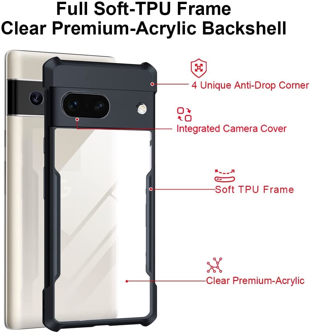 Google Pixel 7A Back Cover Case |  XUNDD  - Clear Black