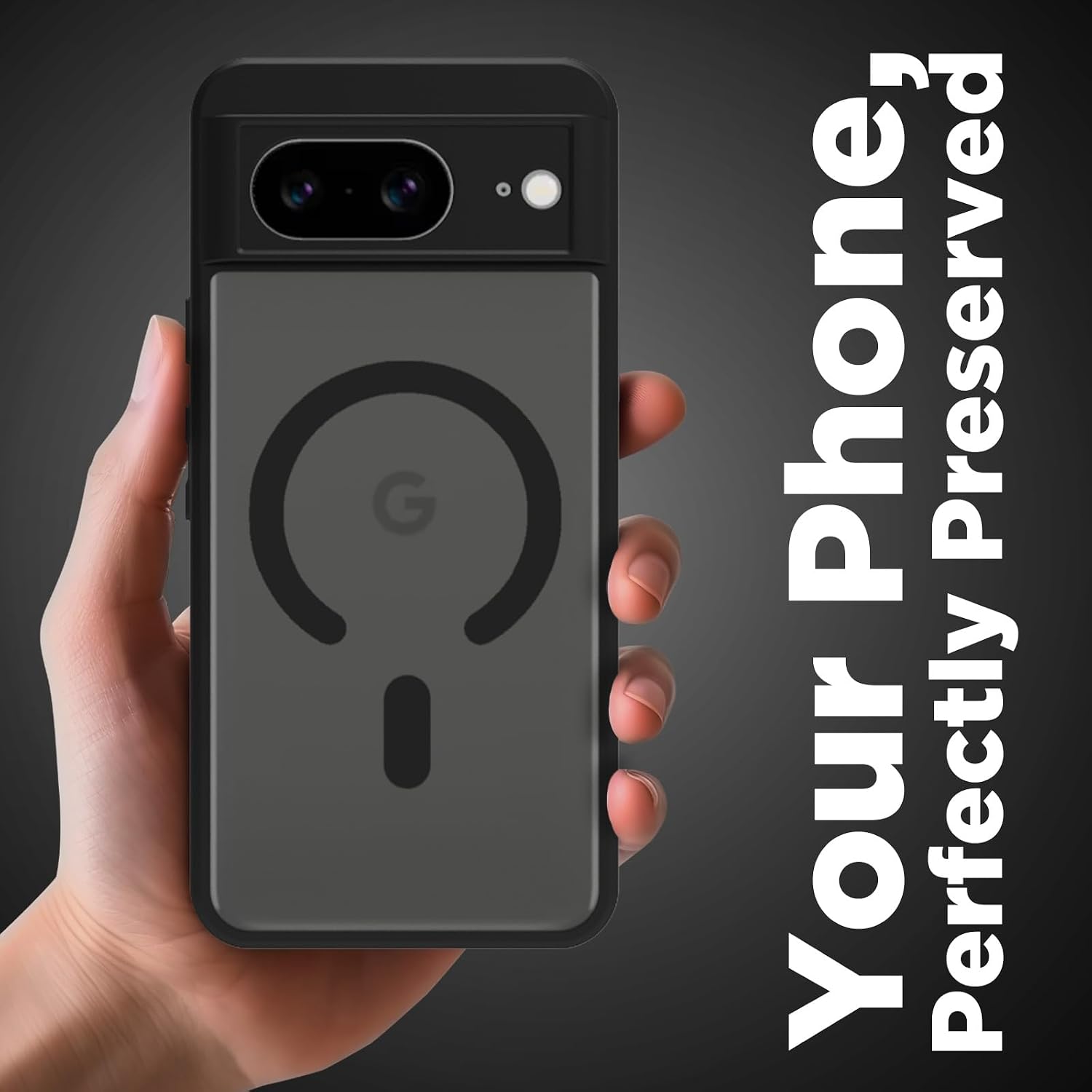 Google Pixel 8 Back Cover Case | Sleek Hybrid - Matte Black Magnetic