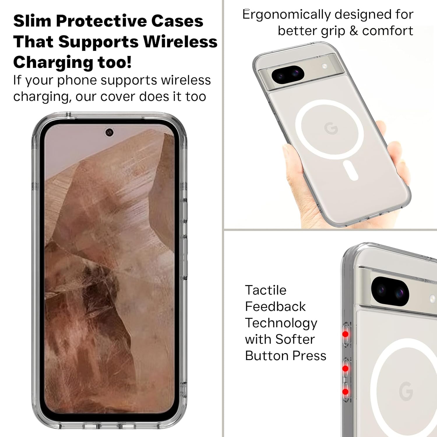Google Pixel 8A Back Cover Case | Clear Hybrid - Clear Smoke Magnetic
