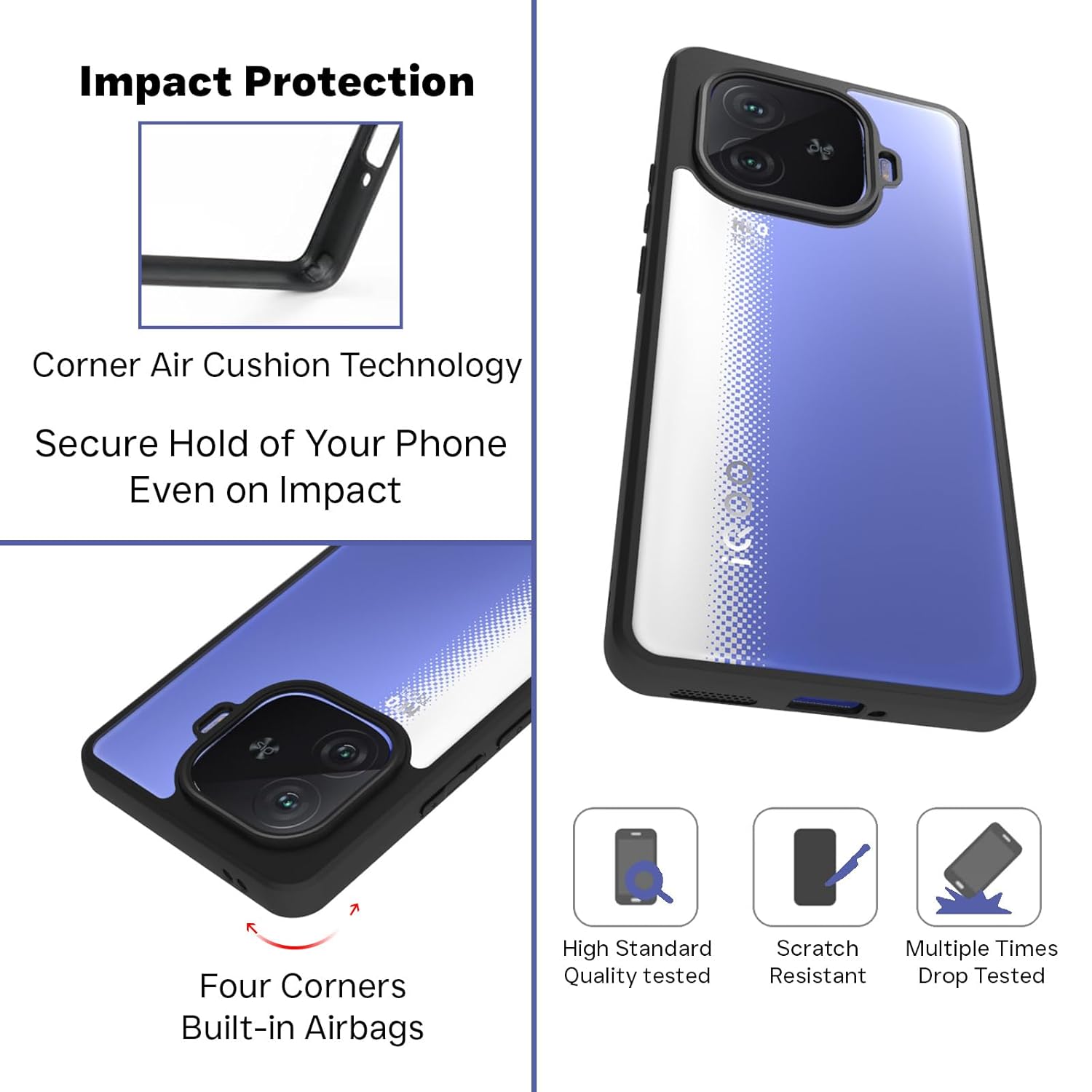 iQOO Neo 10R 5G Back Cover Case | Sleek Hybrid - Clear Black