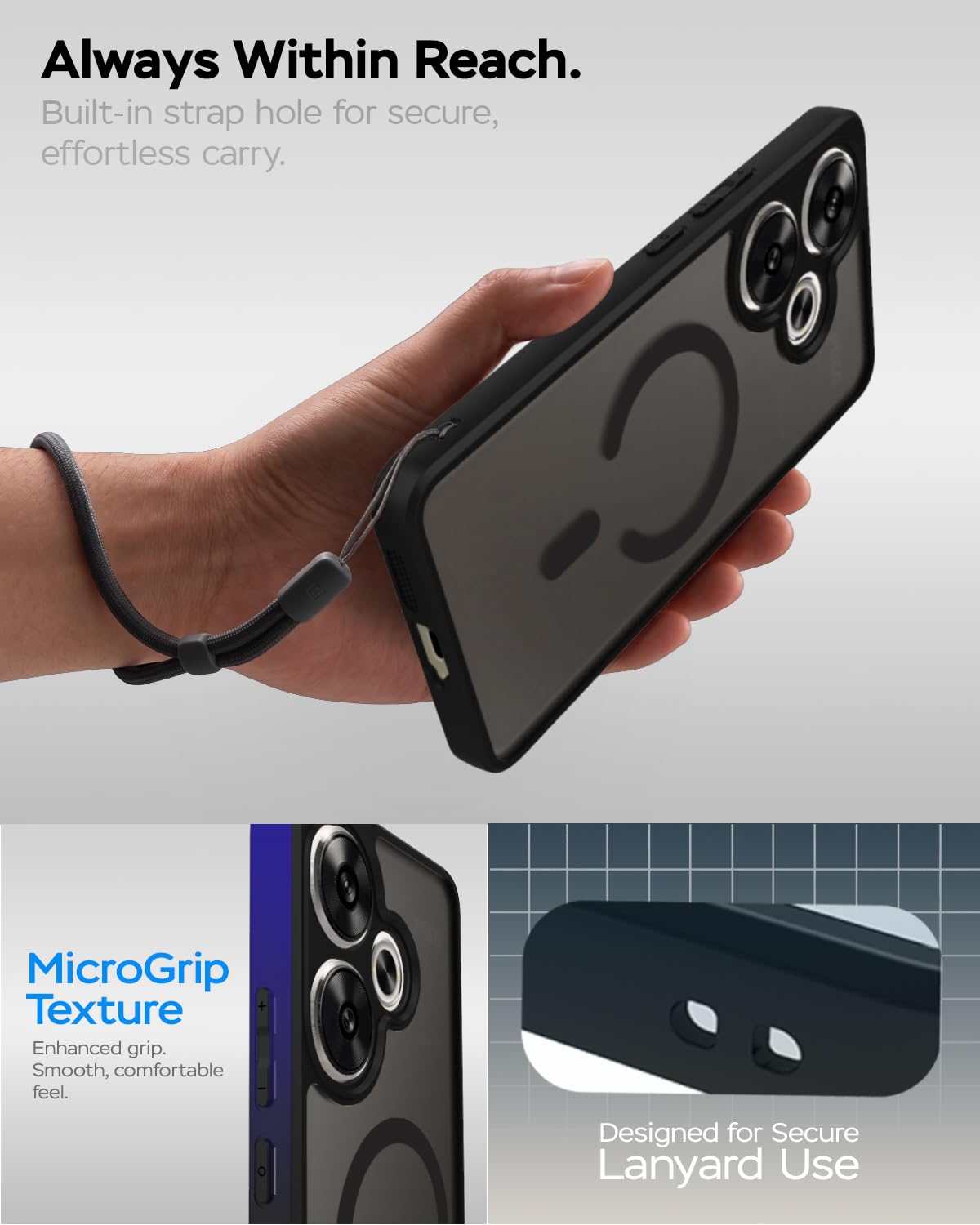 Poco F6 5G Back Cover Case | Sleek Hybrid - Matte Black Magnetic