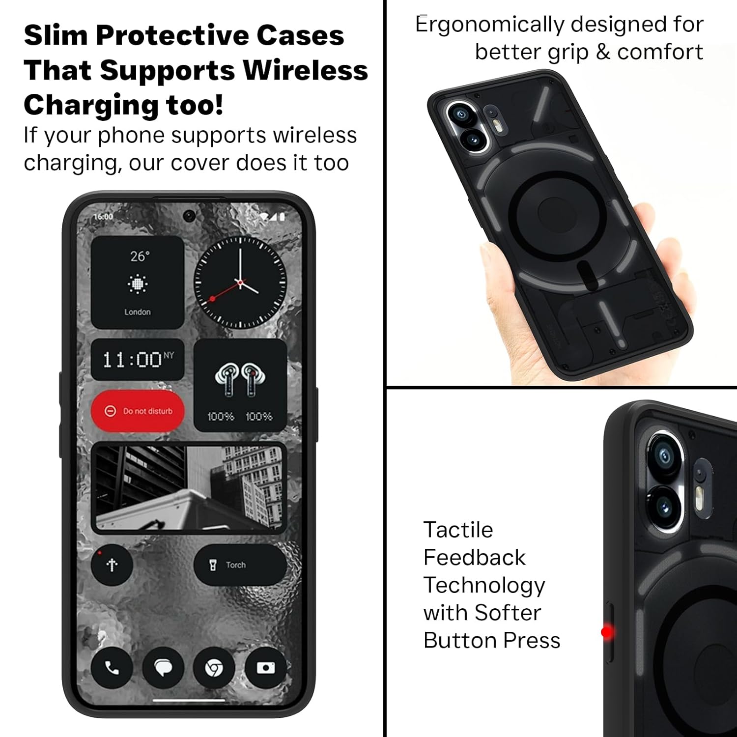 Nothing Phone 2 Back Cover Case | Sleek Hybrid - Matte Black Magnetic
