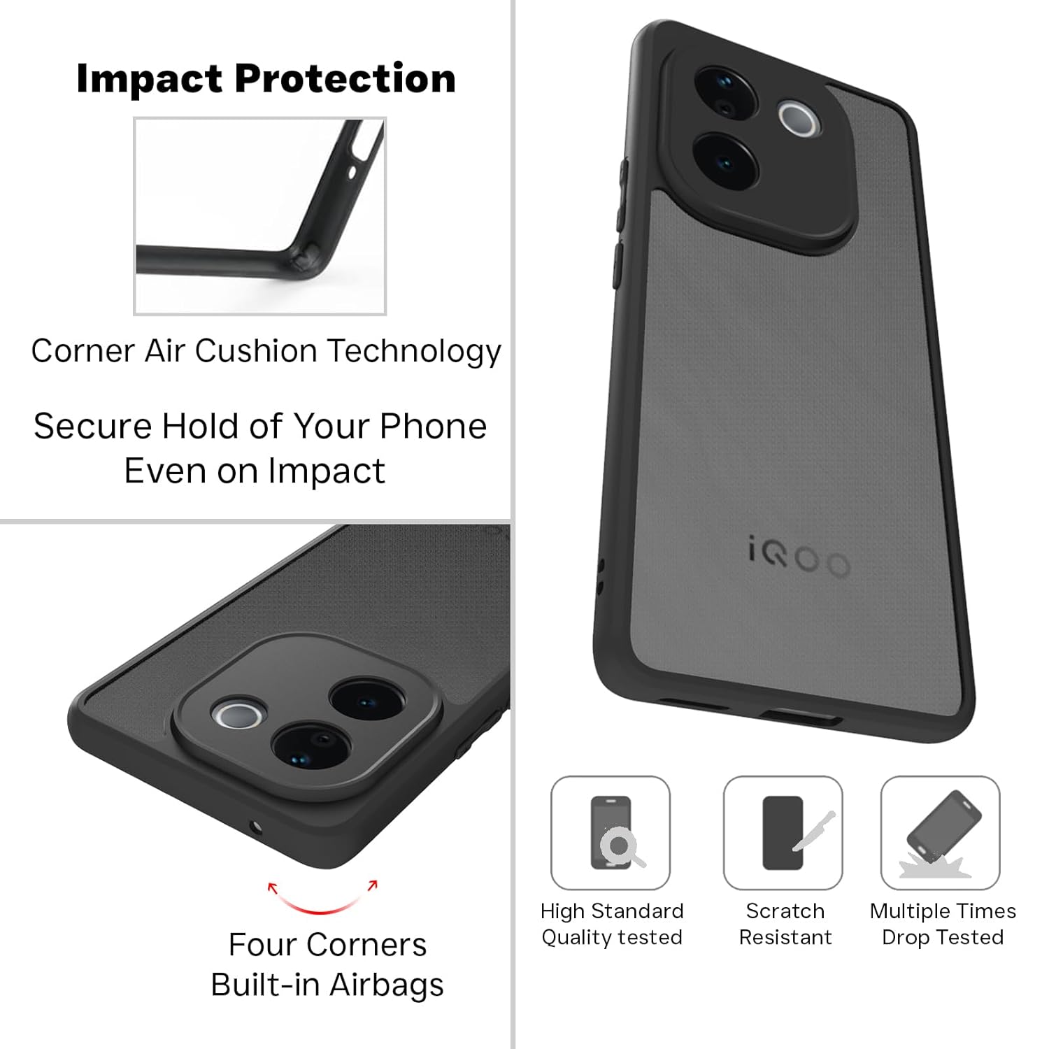 iQOO Z9s Pro 5G / Vivo T3 Pro 5G Back Cover Case | Sleek Hybrid - Matte Black