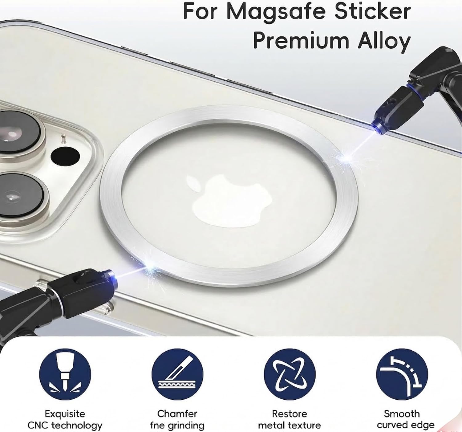 MagSafe Ring Sticker | Magnetic Metal Plate (Pack of 2 - White)