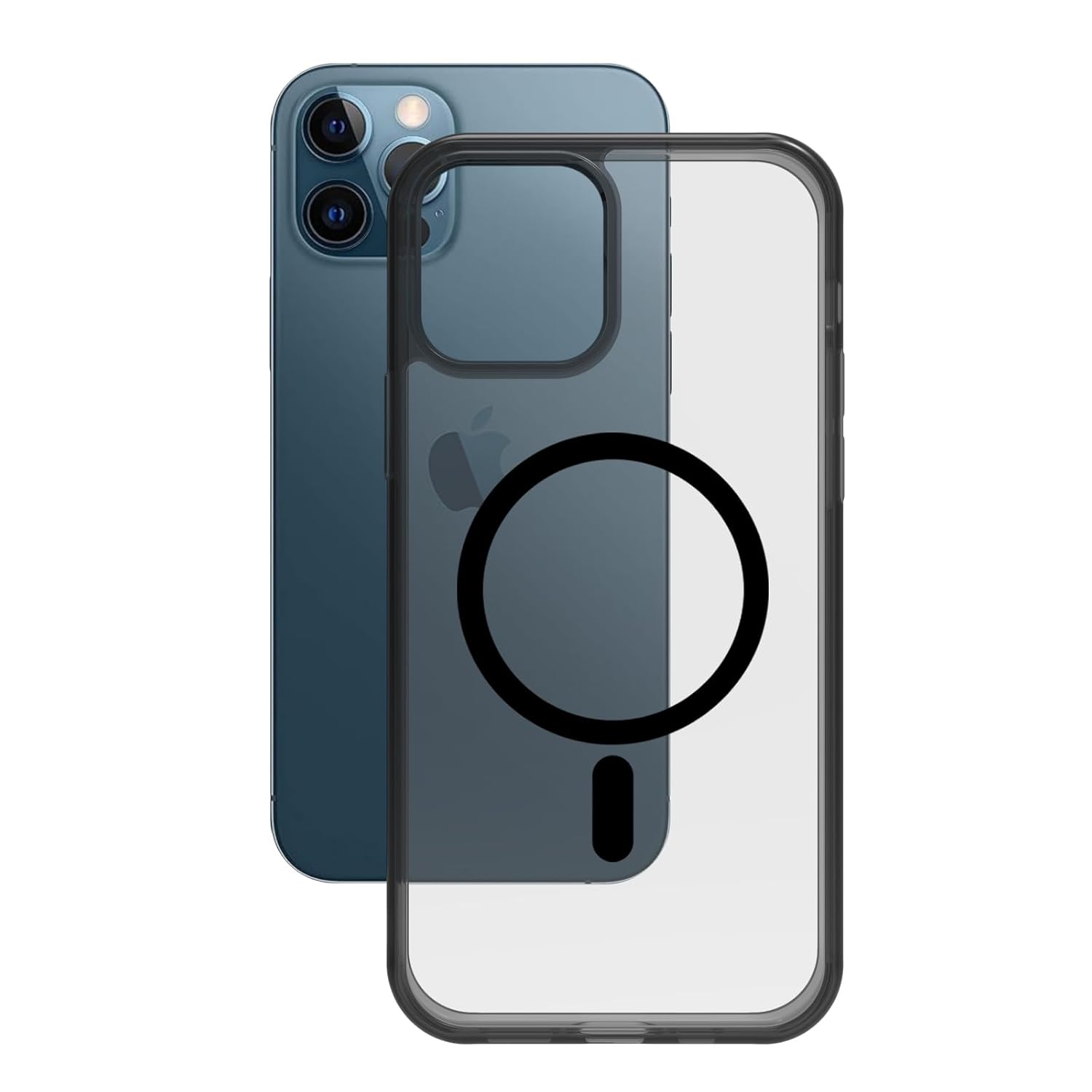 iPhone 12 / 12 Pro Back Cover Case | Clear Hybrid - Smoke Magnetic(Black)