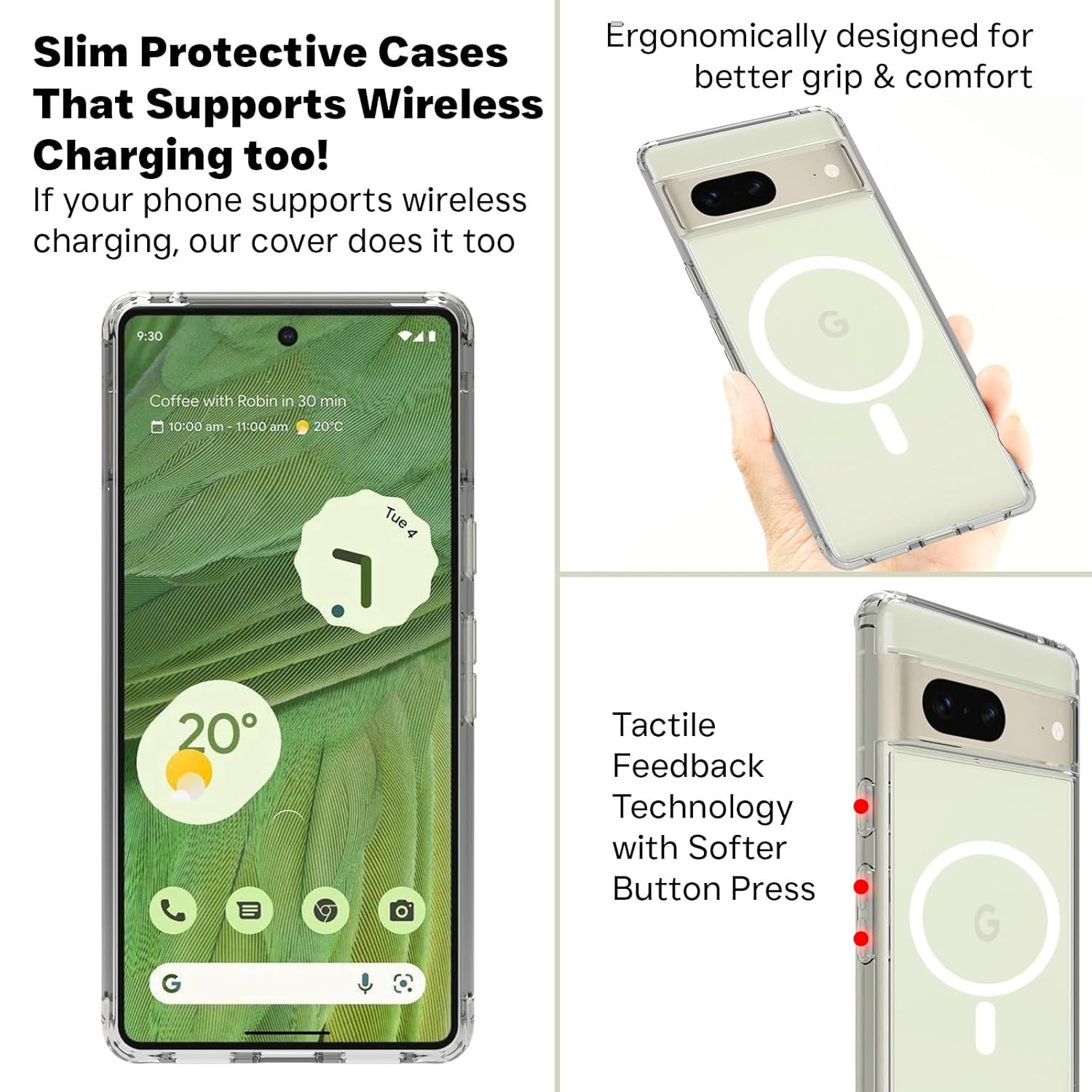 Google Pixel 7 Back Cover Case | Clear Hybrid - Clear Magnetic