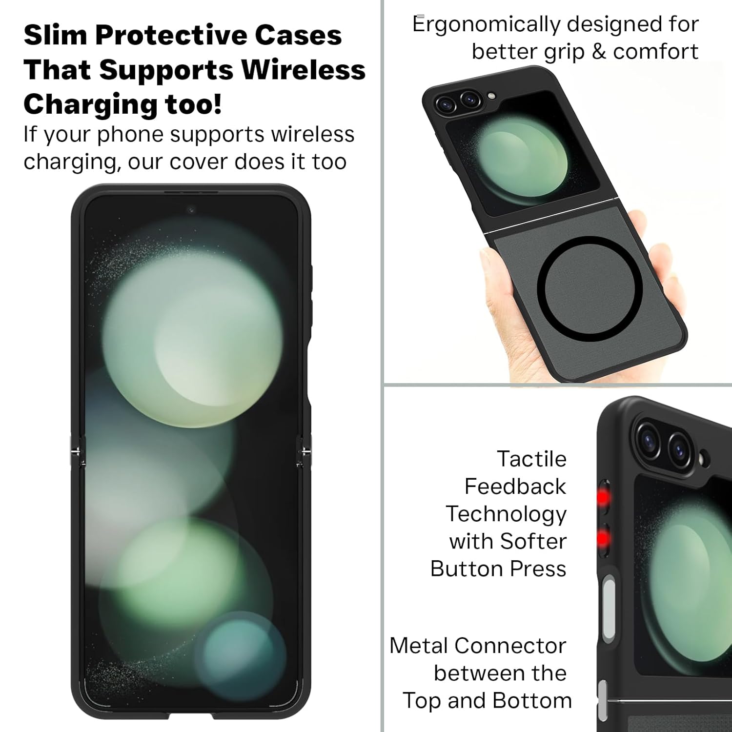Samsung Galaxy Z Flip 5 Back Cover Case | Sleek Hybrid - Matte Black Magnetic