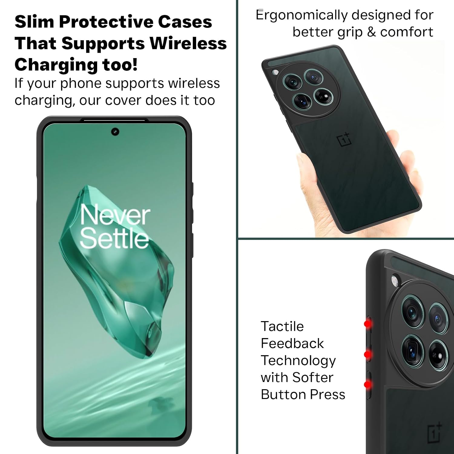 OnePlus 12 Back Cover Case | Sleek Hybrid - Matte Black