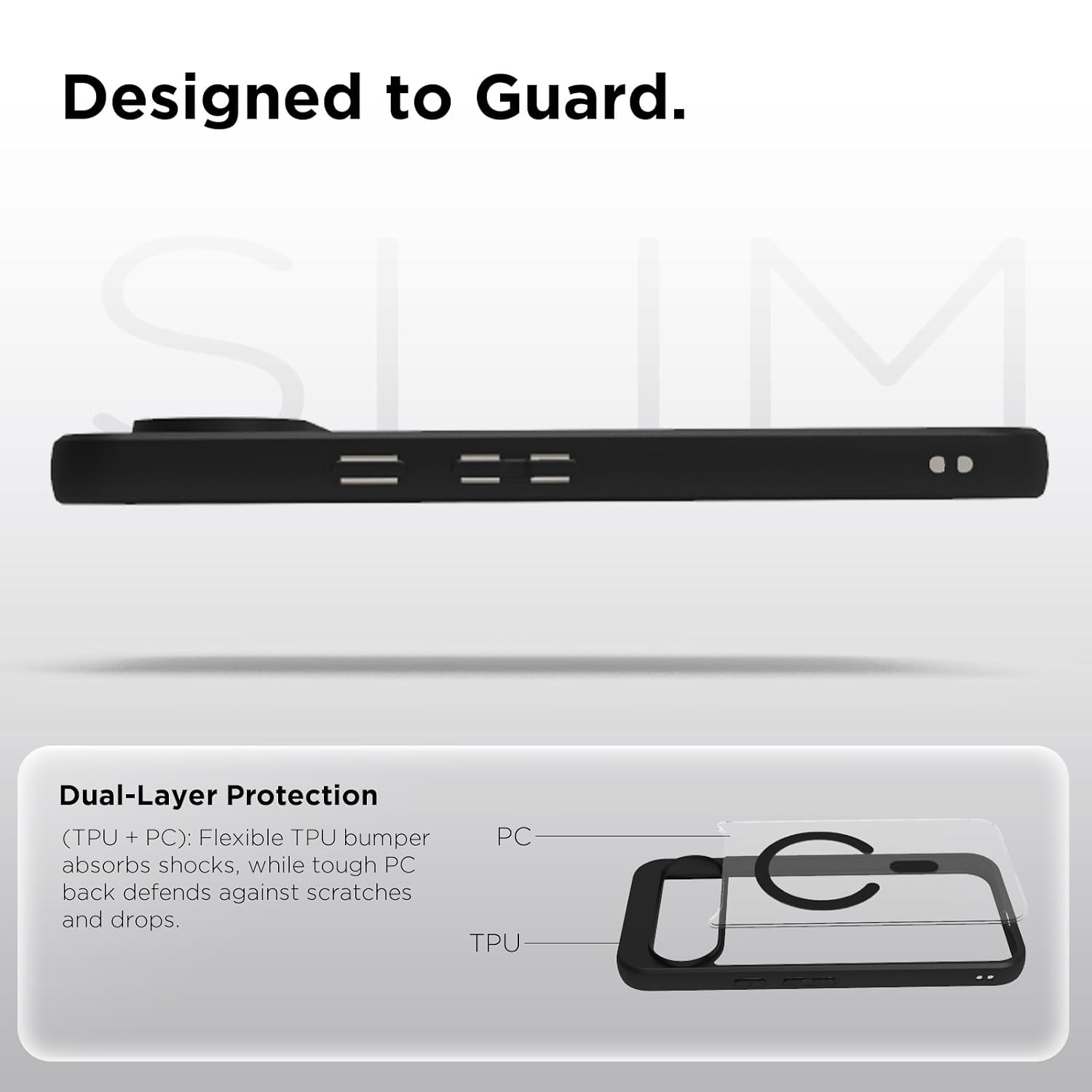 Google Pixel 11 Pro XL Back Cover Case | Sleek Hybrid - Clear Black Magnetic
