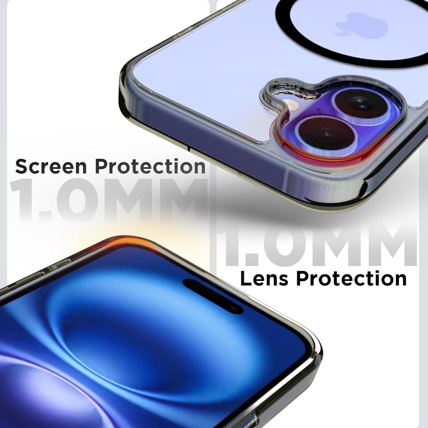 iPhone 16 Plus Back Cover Case | Clear Hybrid - Clear Black Magnetic