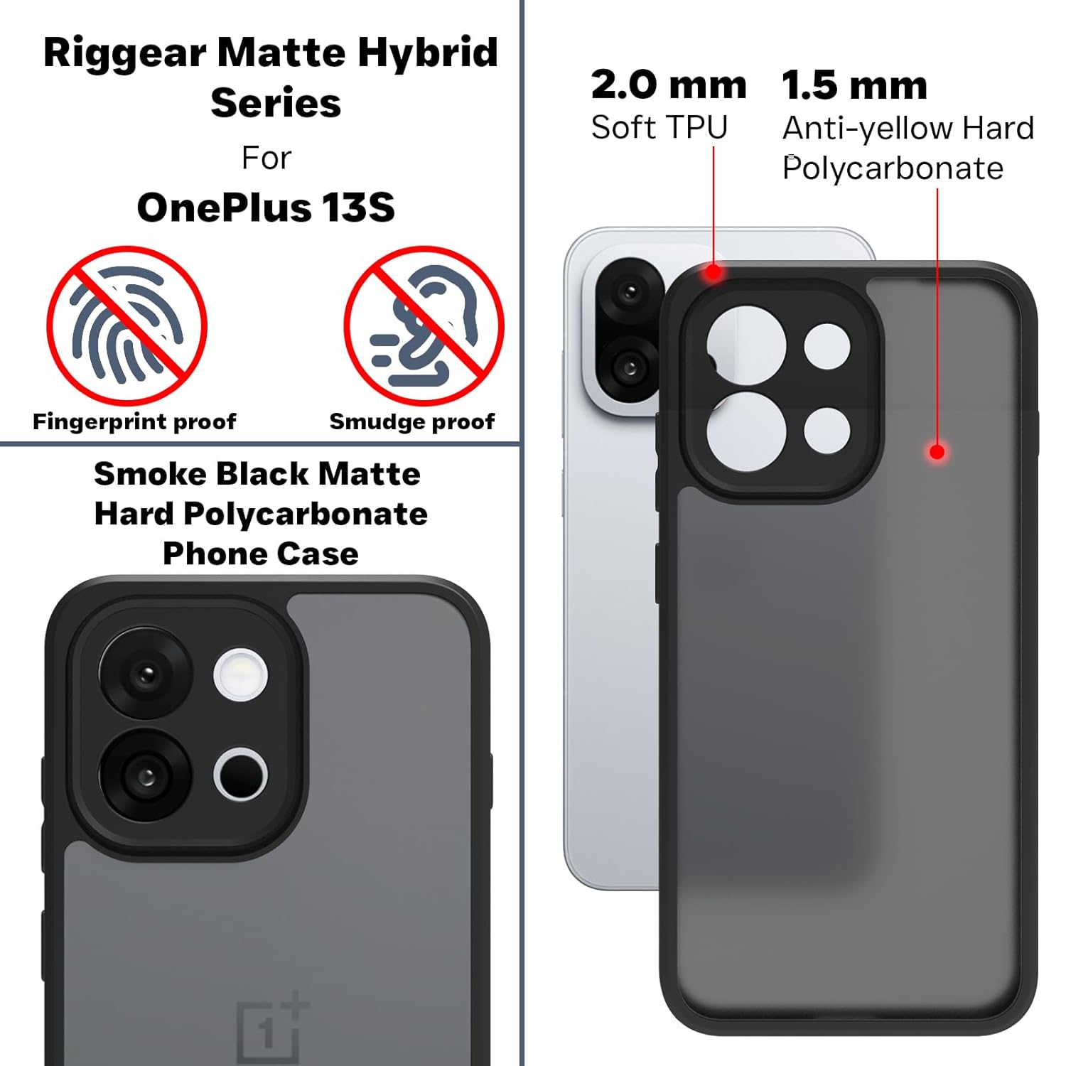 OnePlus 13s Back Cover Case | Sleek Hybrid - Matte Black