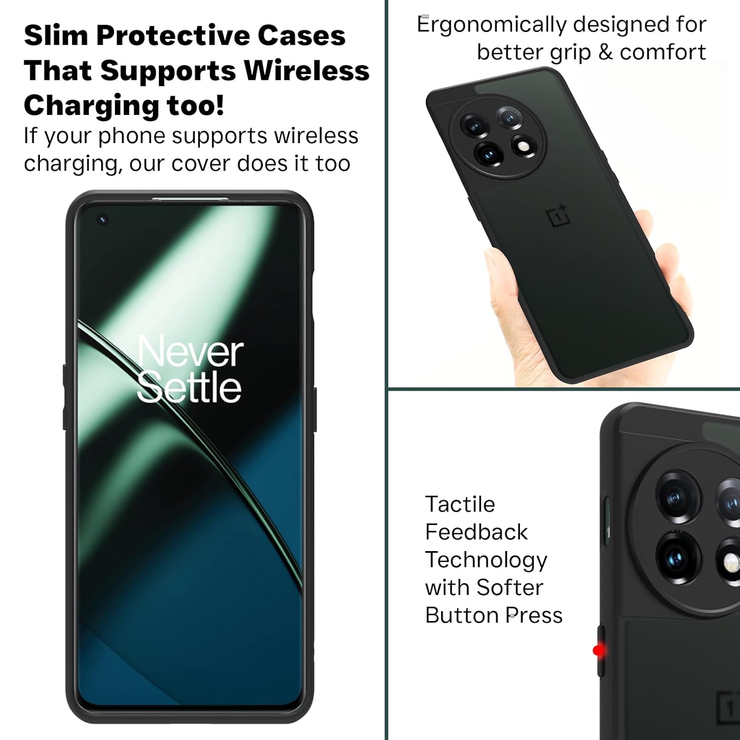OnePlus 11 Back Cover Case | Sleek Hybrid - Matte Black