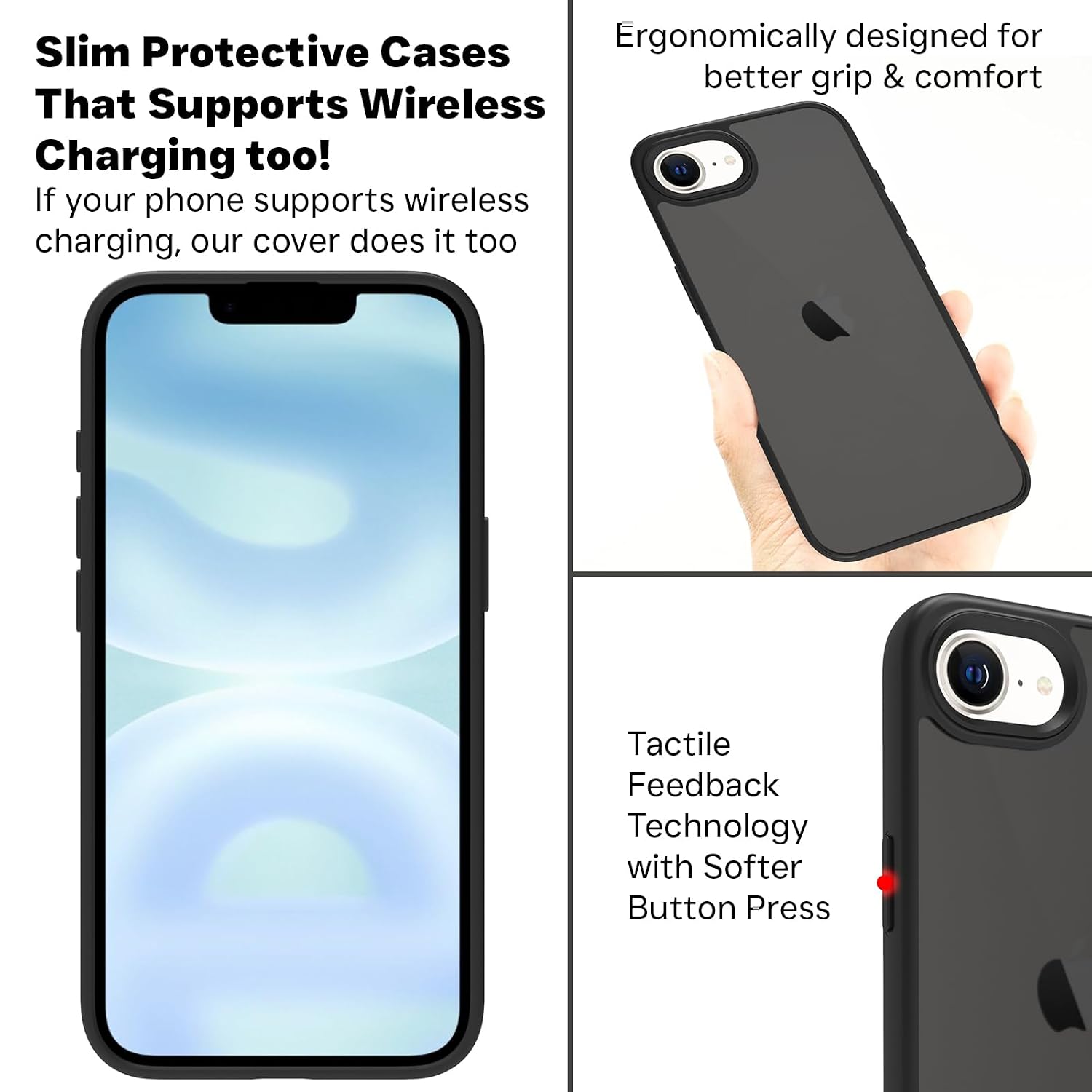 iPhone 16e Back Cover Case | Tough Hybrid - Matte Black