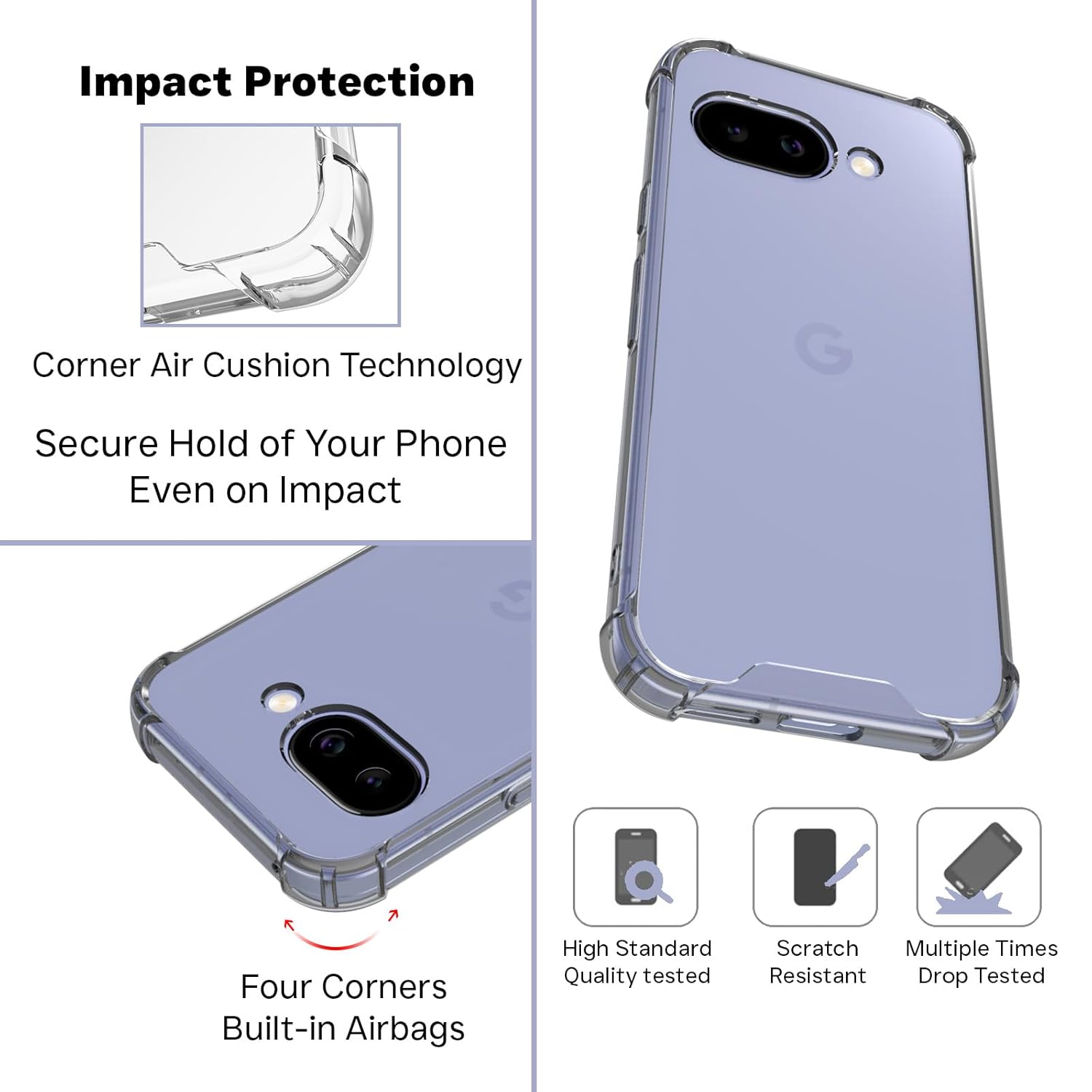 Google Pixel 9a Back Cover Case | Clear Hybrid - Clear