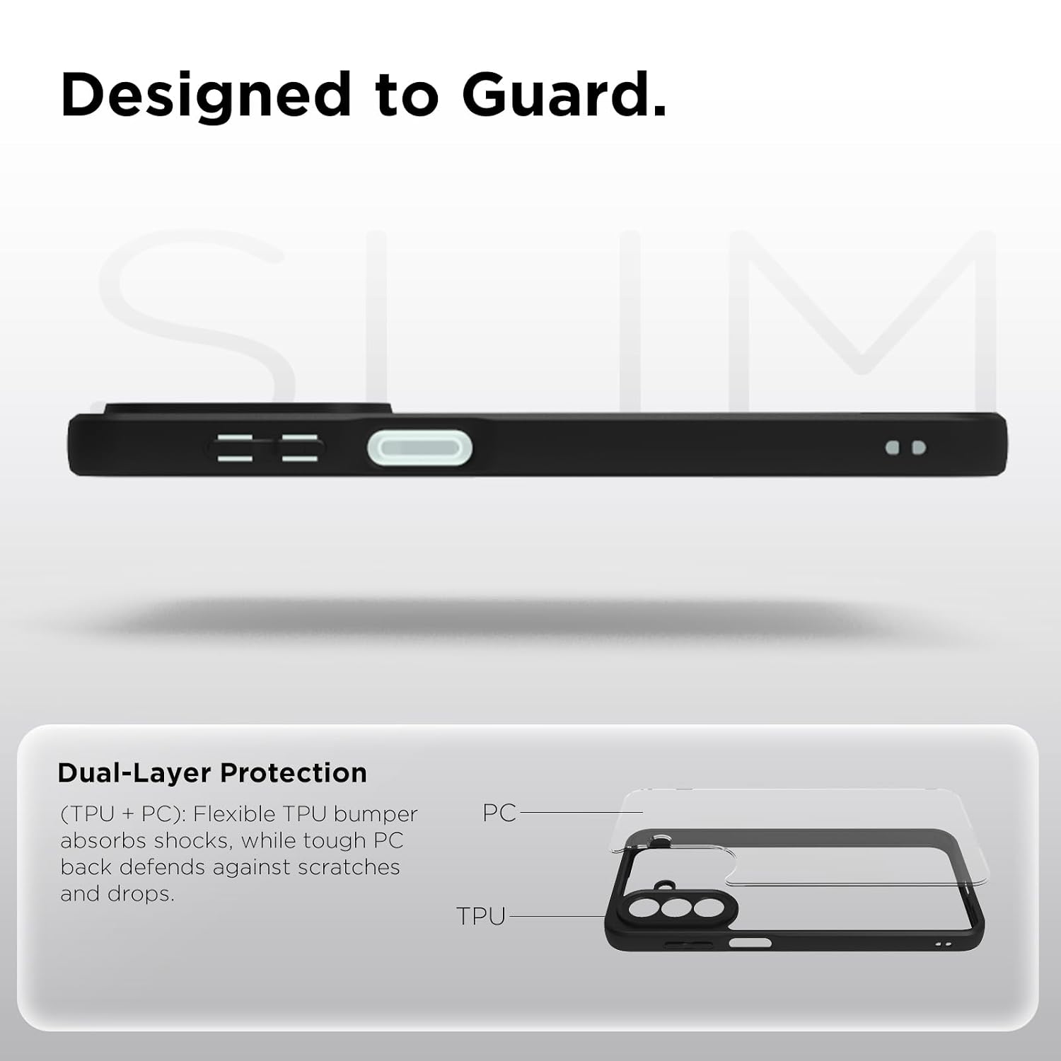 Samsung Galaxy A27 Back Cover Case | Sleek Hybrid - Clear Black