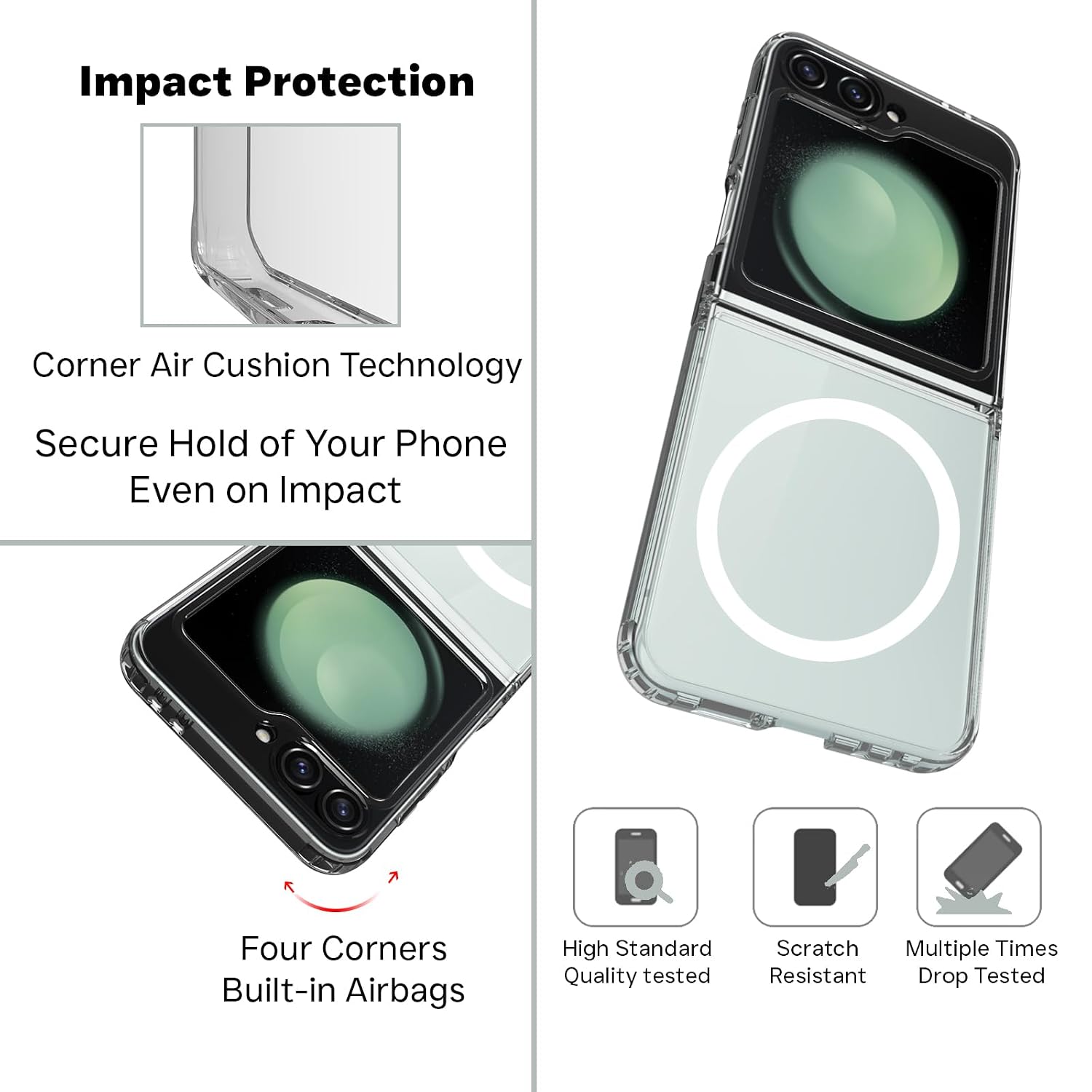 Samsung Galaxy Z Flip 6 / Z Flip 7 FE Back Cover Case | Clear Hybrid - Clear