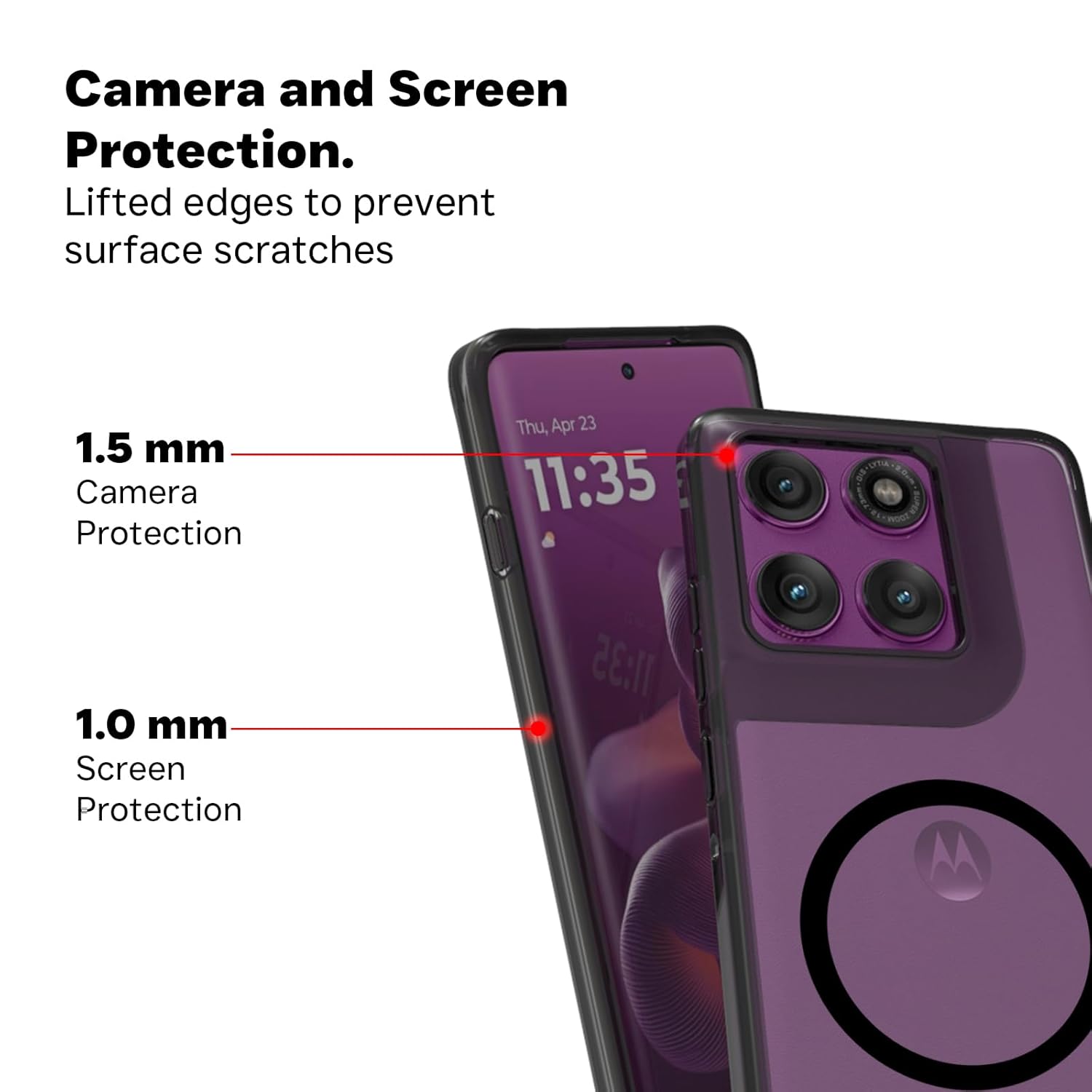 Motorola Edge 60 Pro 5G Back Cover Case | Clear Hybrid - Clear Black Magnetic