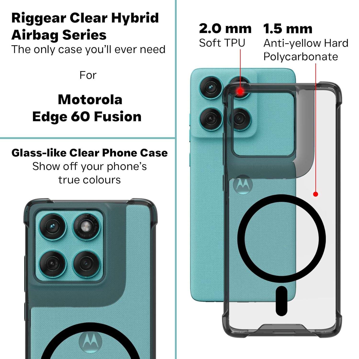 Motorola Edge 60 Fusion / Edge 60 Back Cover Case | Clear Hybrid - Clear Magnetic