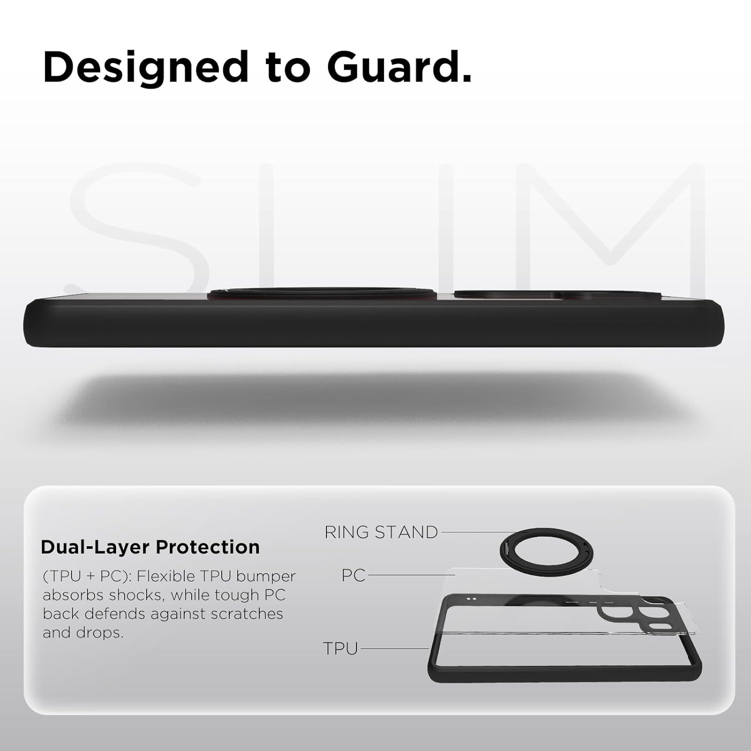 iQOO Neo 9 Pro 5G Ring Stand Back Cover Case | Clear Hybrid - Clear Smoke Magnetic