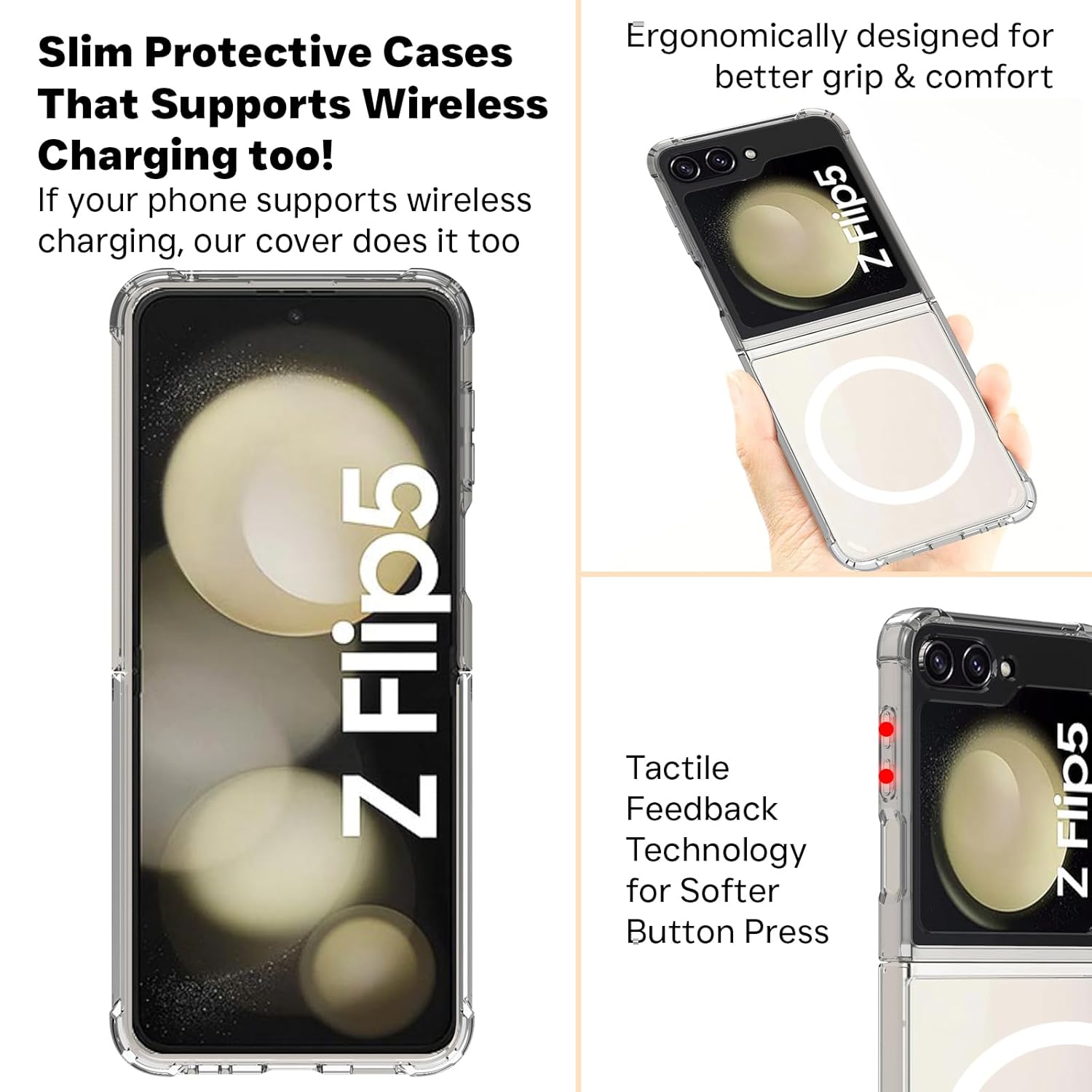 Samsung Galaxy Z Flip 5 Back Cover Case | Clear Hybrid - Clear Magnetic
