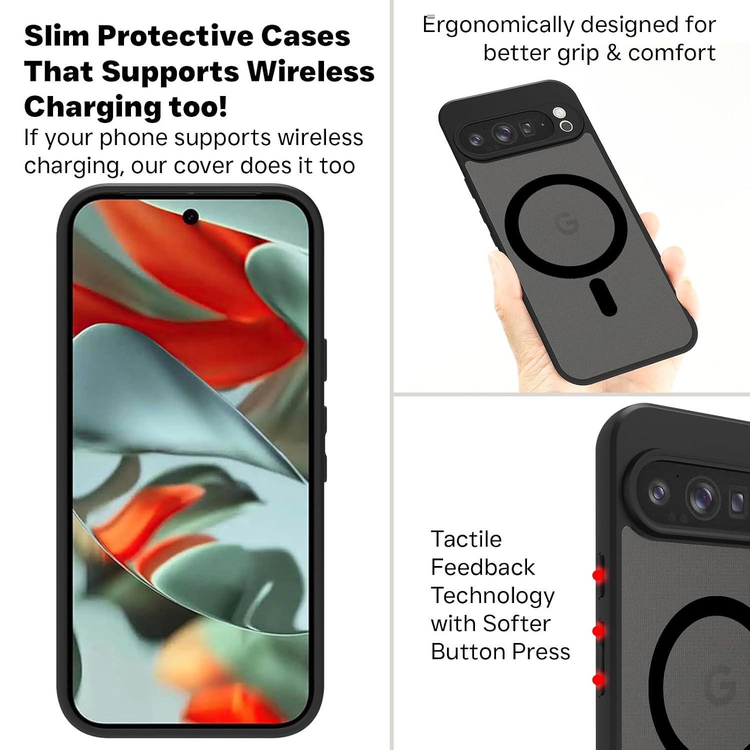 Google Pixel 9 Pro XL Back Cover Case | Sleek Hybrid - Matte Black Magnetic