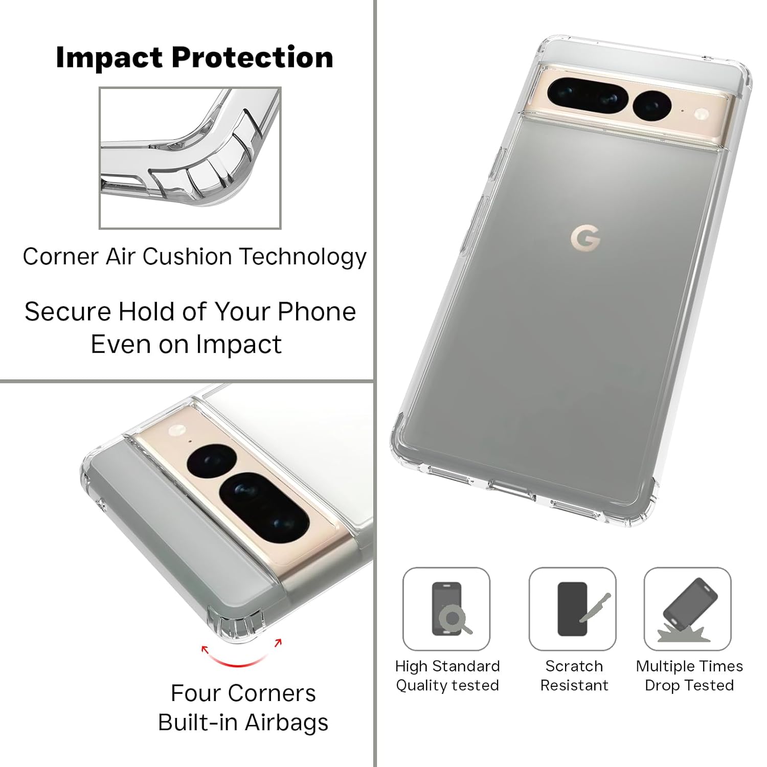 Google Pixel 7 Pro Back Cover Case | Clear Hybrid - Clear
