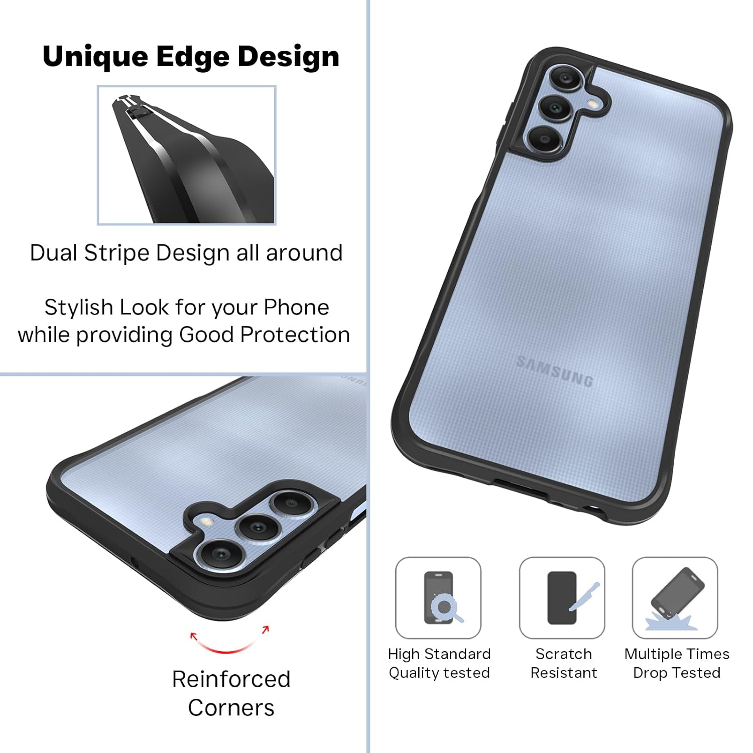 Samsung Galaxy A25 5G Back Cover Case | Tough Hybrid - Clear Black