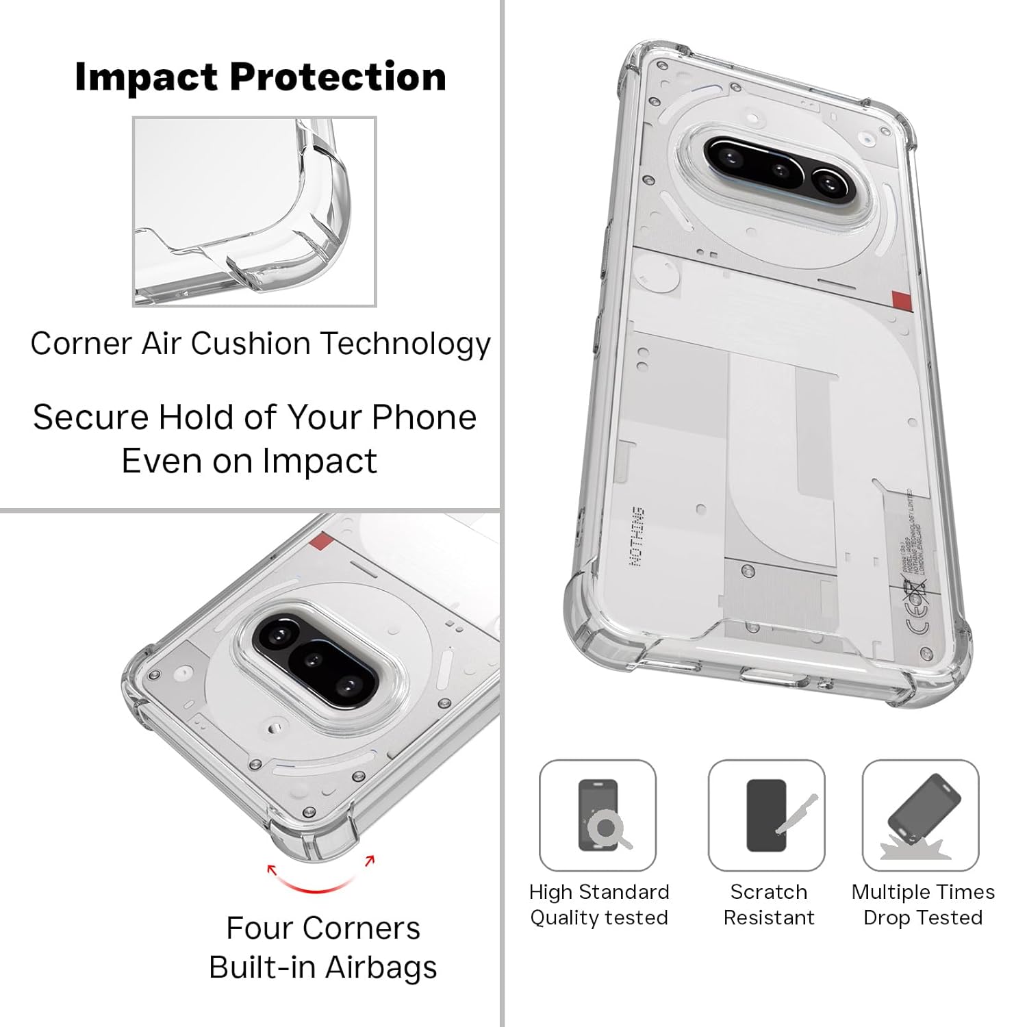Nothing Phone 3a Back Cover Case | Clear Hybrid - Clear Transparent