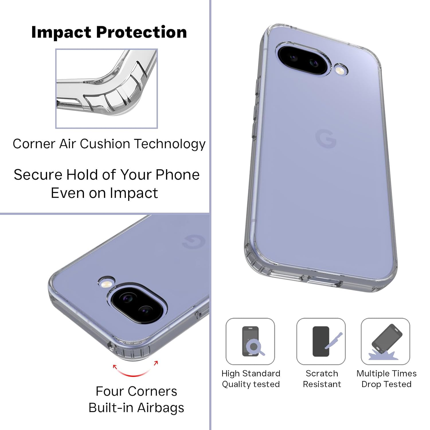 Google Pixel 9a Back Cover Case | Clear Hybrid - Clear