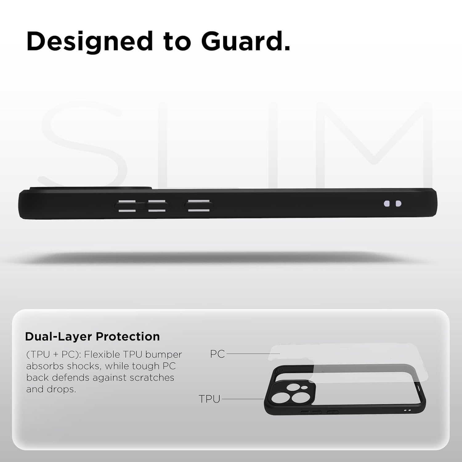 OPPO Reno15 5G Back Cover Case | Sleek Hybrid - Clear Black