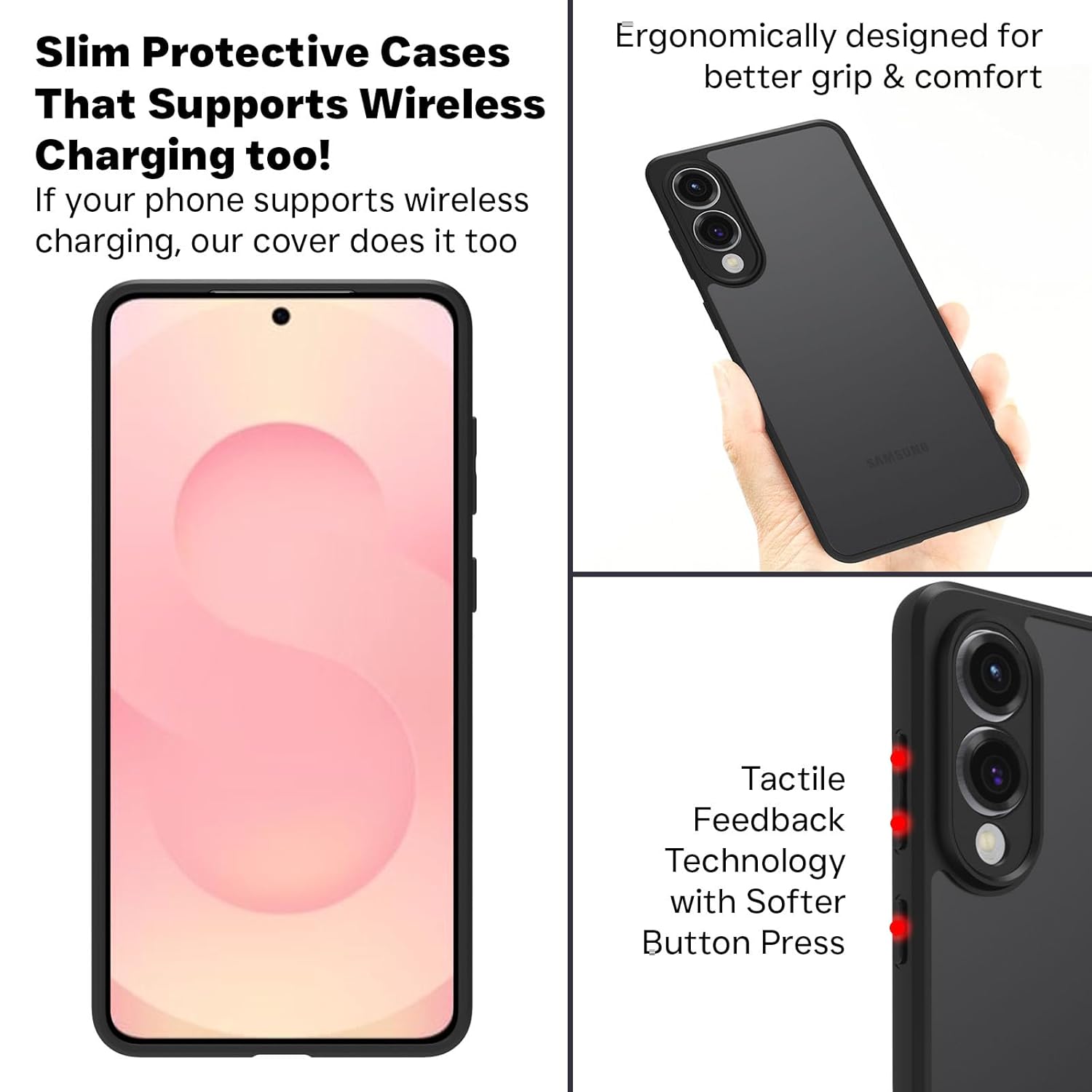 Samsung Galaxy S25 Edge Back Cover Case | Sleek Hybrid - Matte Black