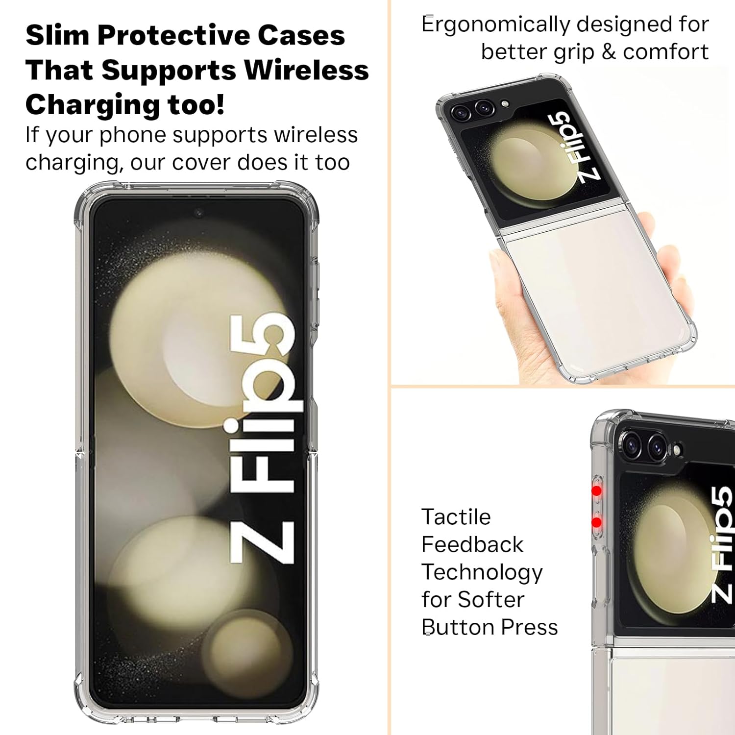 Samsung Galaxy Z Flip 5 Back Cover Case | Clear Hybrid - Clear Transparent