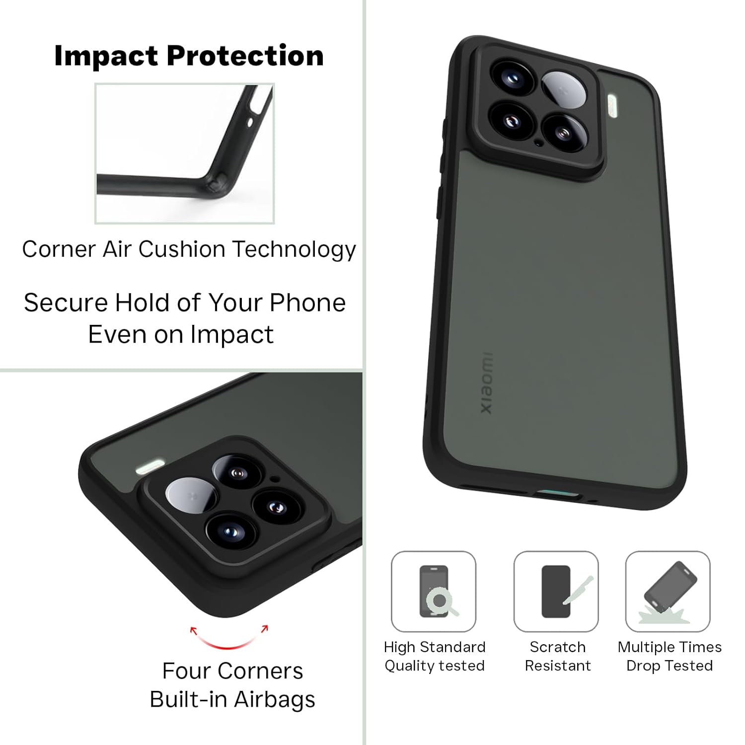 Xiaomi 15 Back Cover Case | Sleek Hybrid - Matte Black
