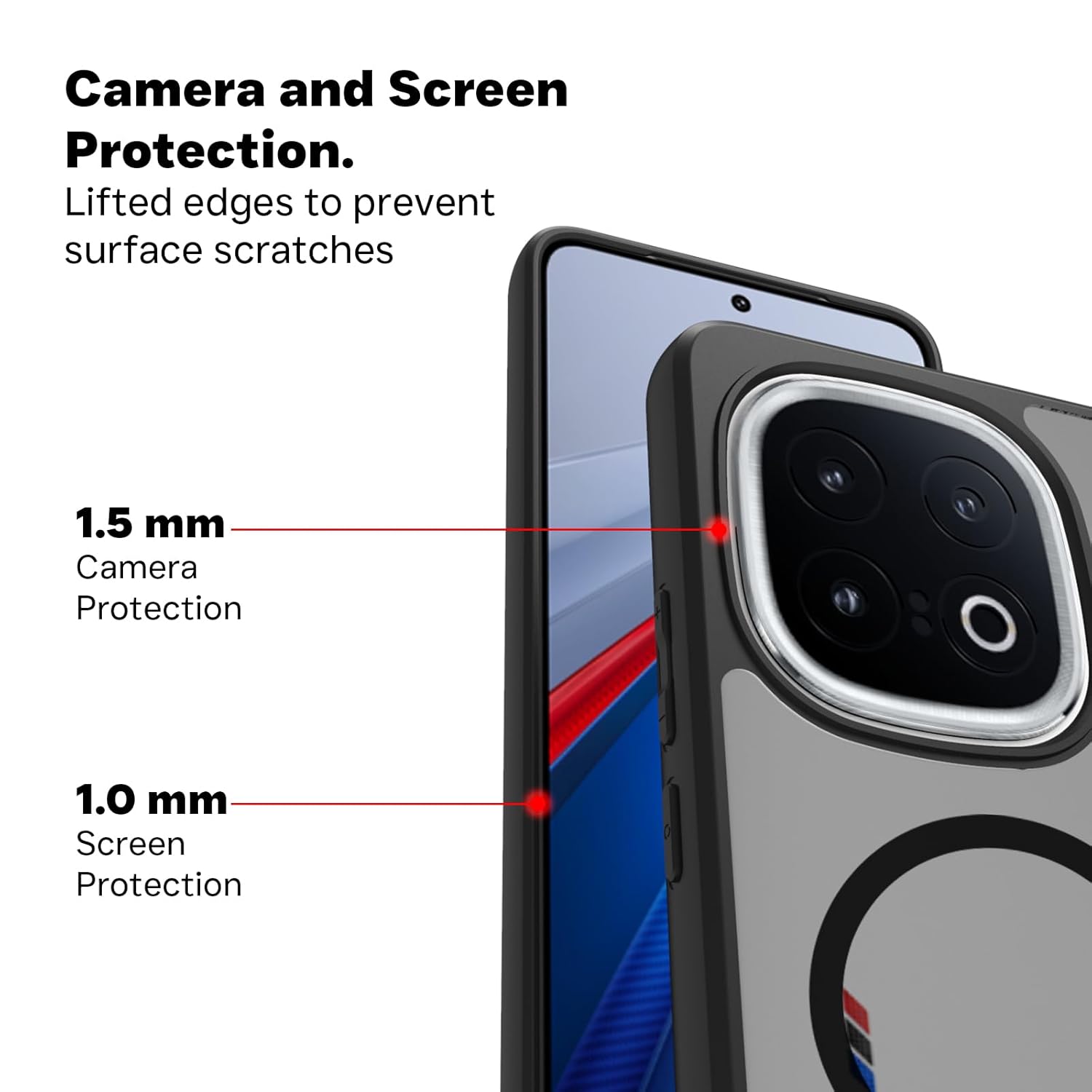 iQOO 13 5G Back Cover Case | Sleek Hybrid - Matte Black Magnetic