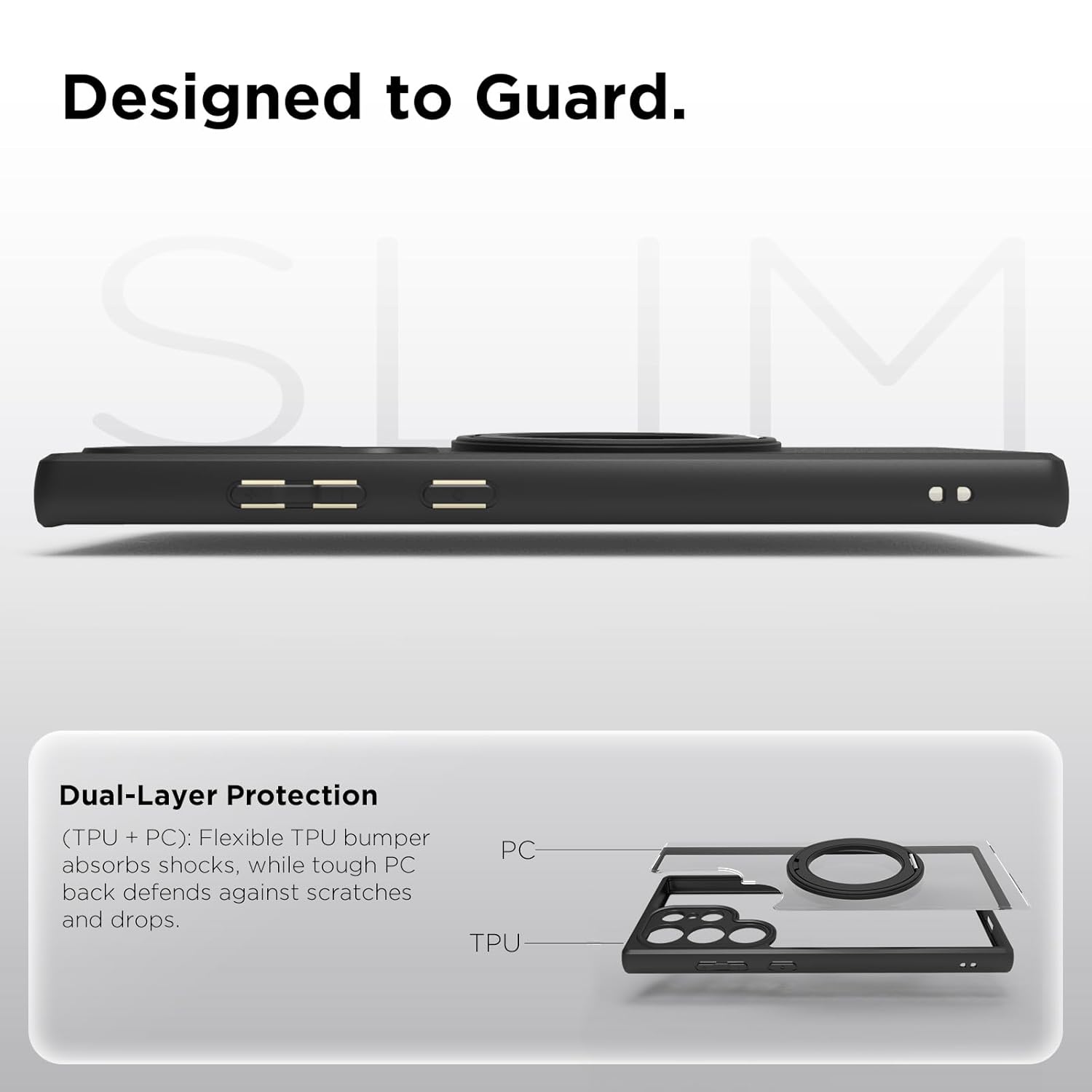 Samsung Galaxy S24 Ultra Back Cover Case | Clear Hybrid - Clear Black Magnetic