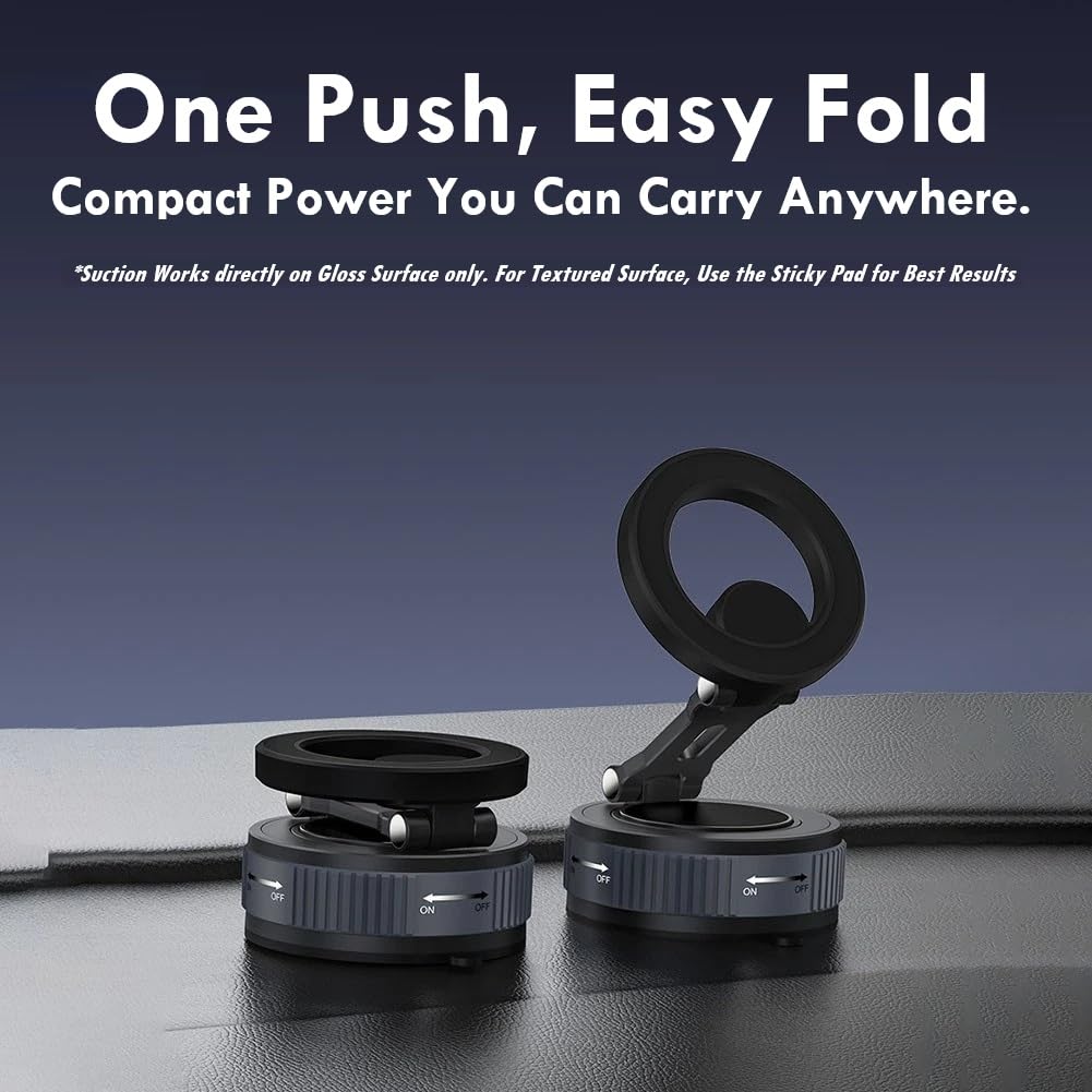 Magnetic Phone Holder | Foldable Suction Mount - AstroNova Black Grey