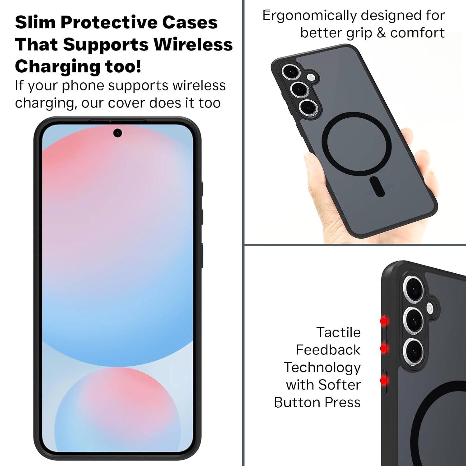 Samsung Galaxy S24 FE 5G Back Cover Case | Sleek Hybrid - Matte Black Magnetic