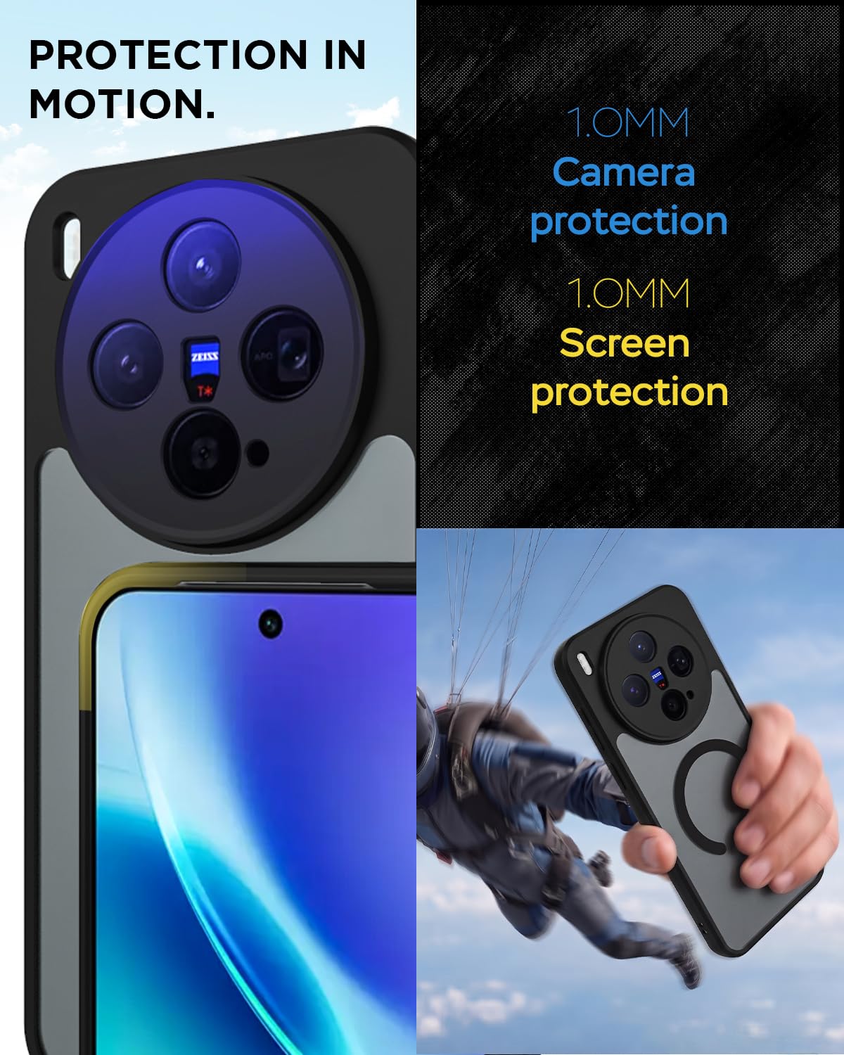 Vivo X300 5G Back Cover Case | Sleek Hybrid - Matte Black Magnetic
