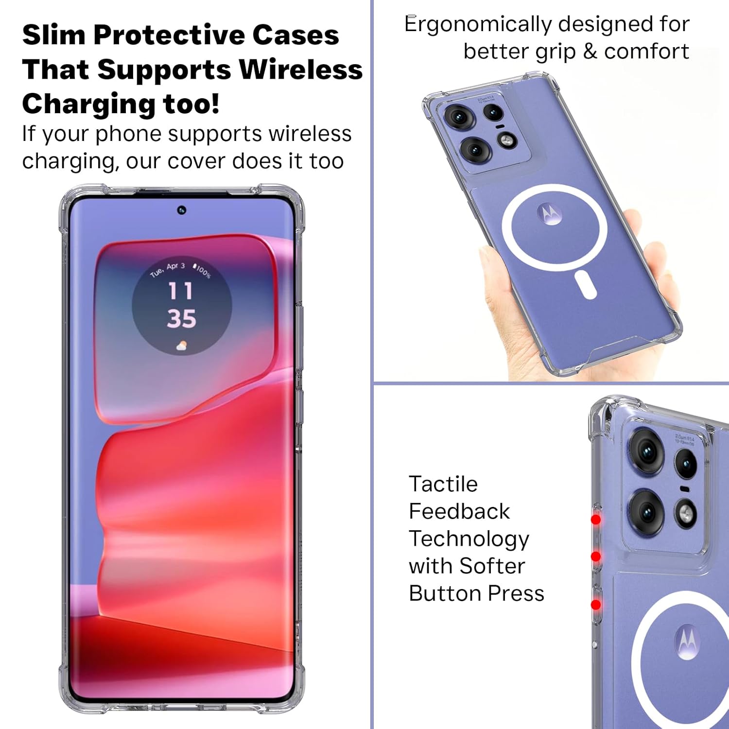 Motorola Edge 50 Pro 5G Back Cover Case | Clear Hybrid - Clear Magnetic